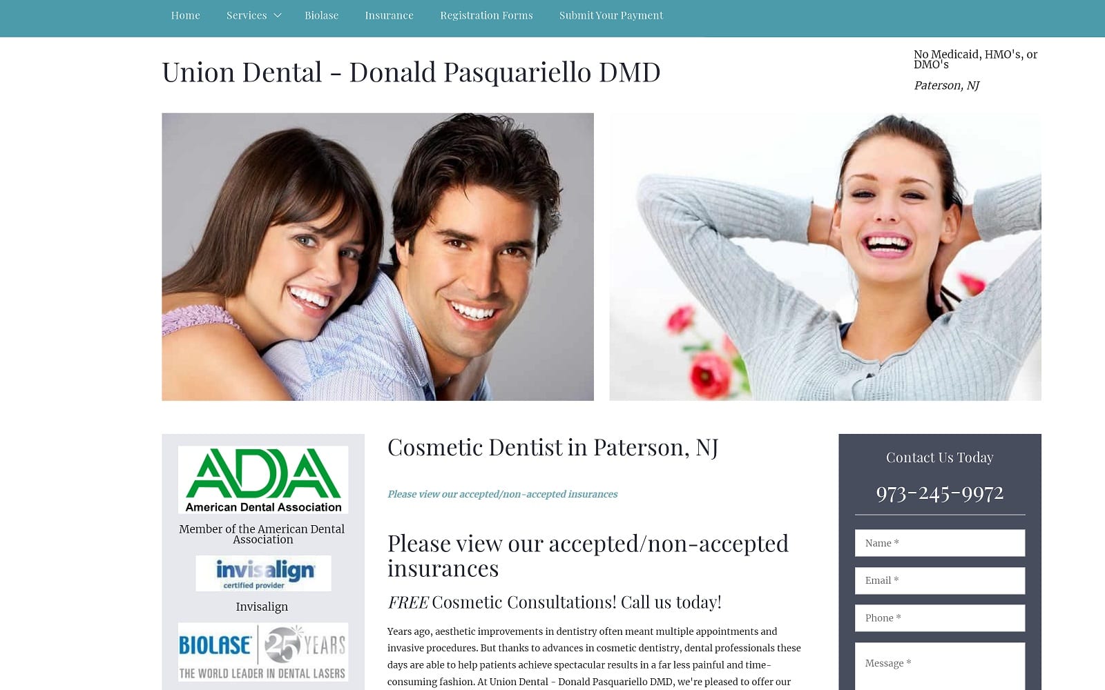 The Screenshot of Union Dental - Donald Pasquariello DMD drdondental.com Website