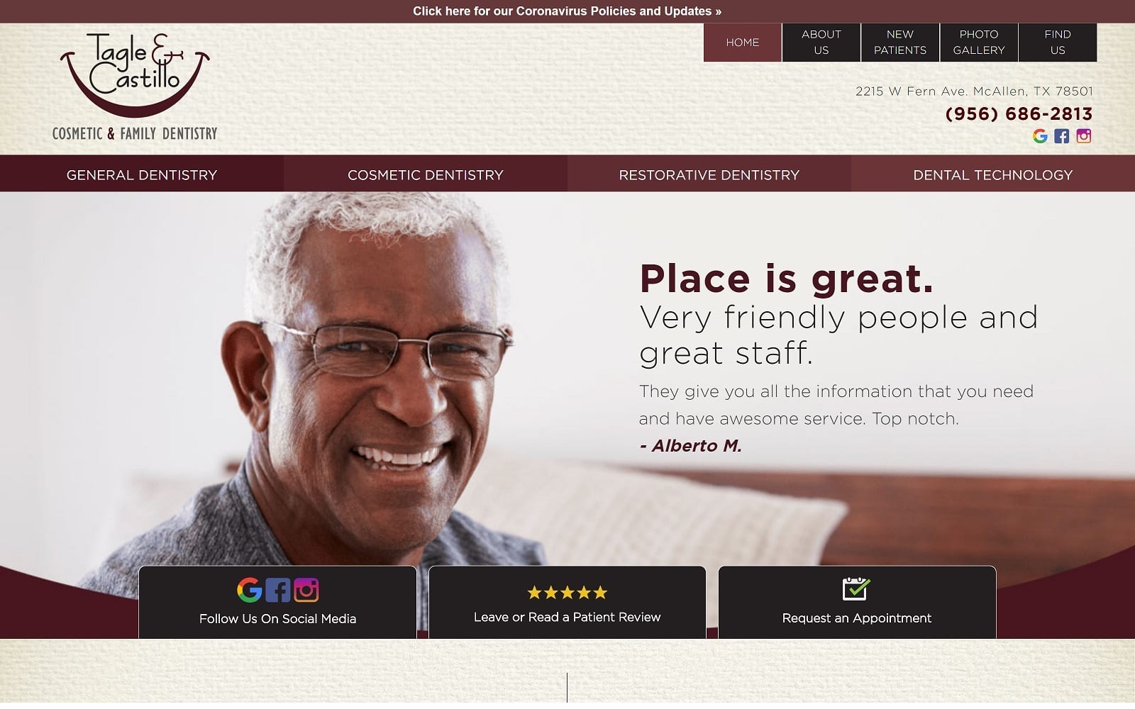 The Screenshot of Tagle & Castillo Cosmetic & Family Dentistry drpablotagle.com Website
