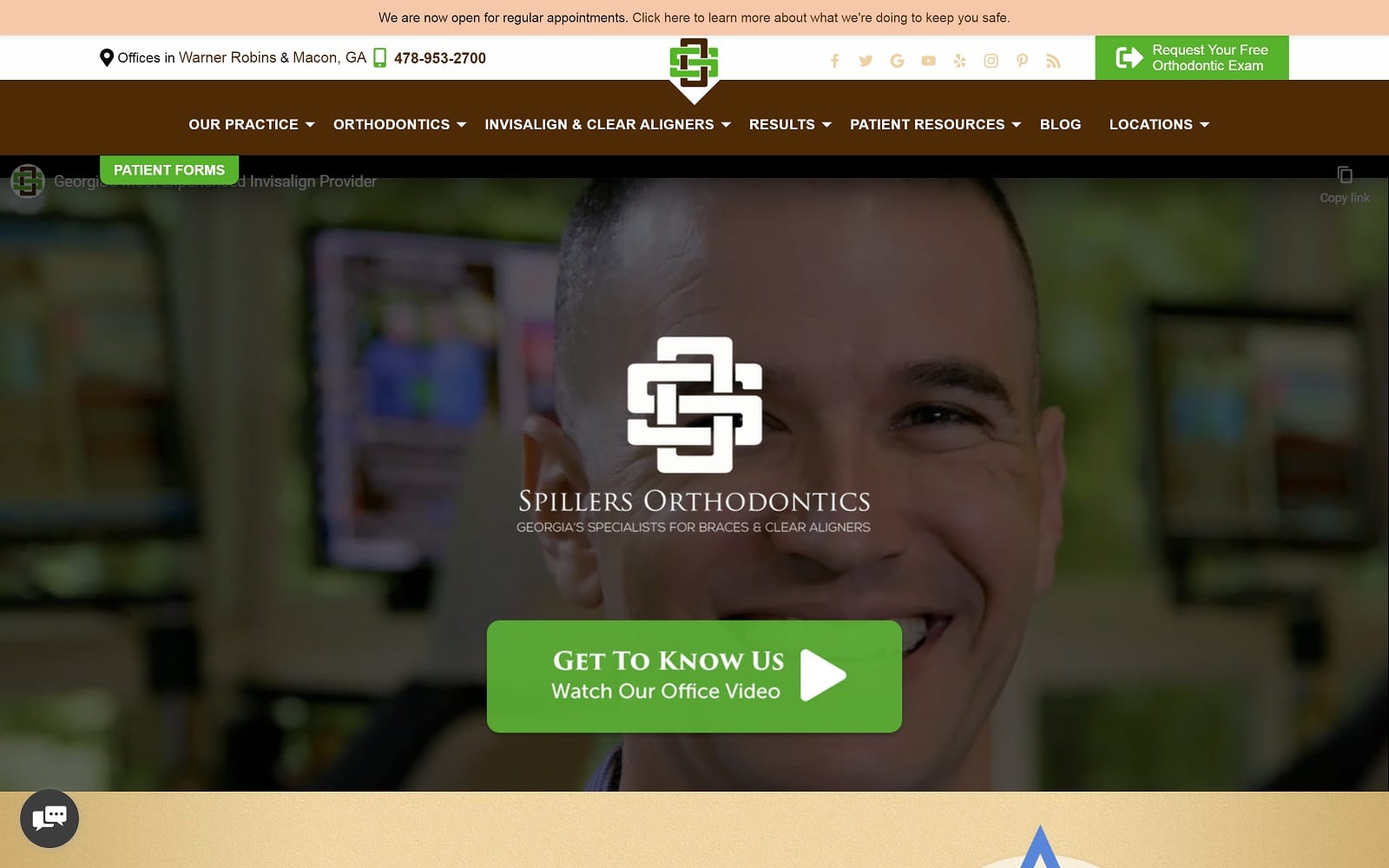The Screenshot of Spillers Orthodontics drspillers.com Dr. J. Don Spillers, Jr. Website