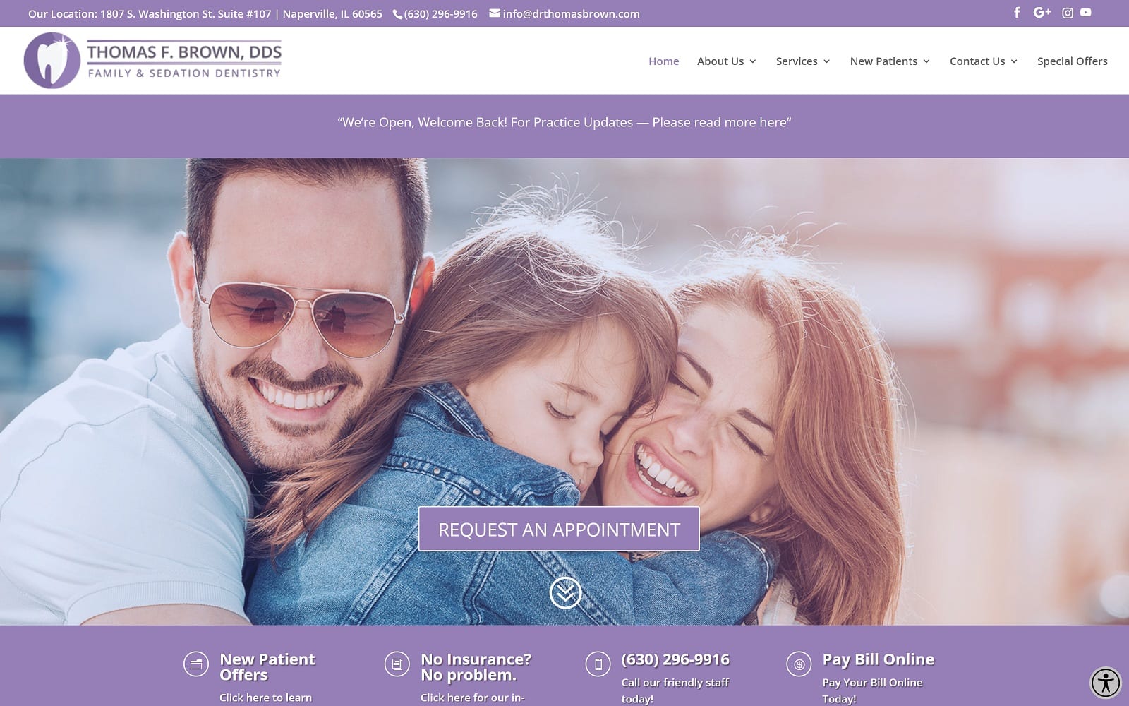 The Screenshot of Thomas F. Brown, DDS drthomasbrown.com Website