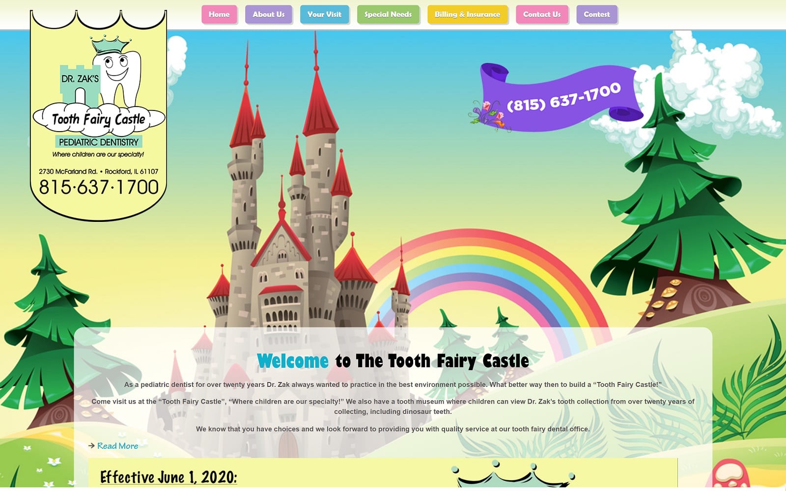 The Screenshot of Dr Zaks Tooth Fairy Castle drzakstoothfairycastle.com Website