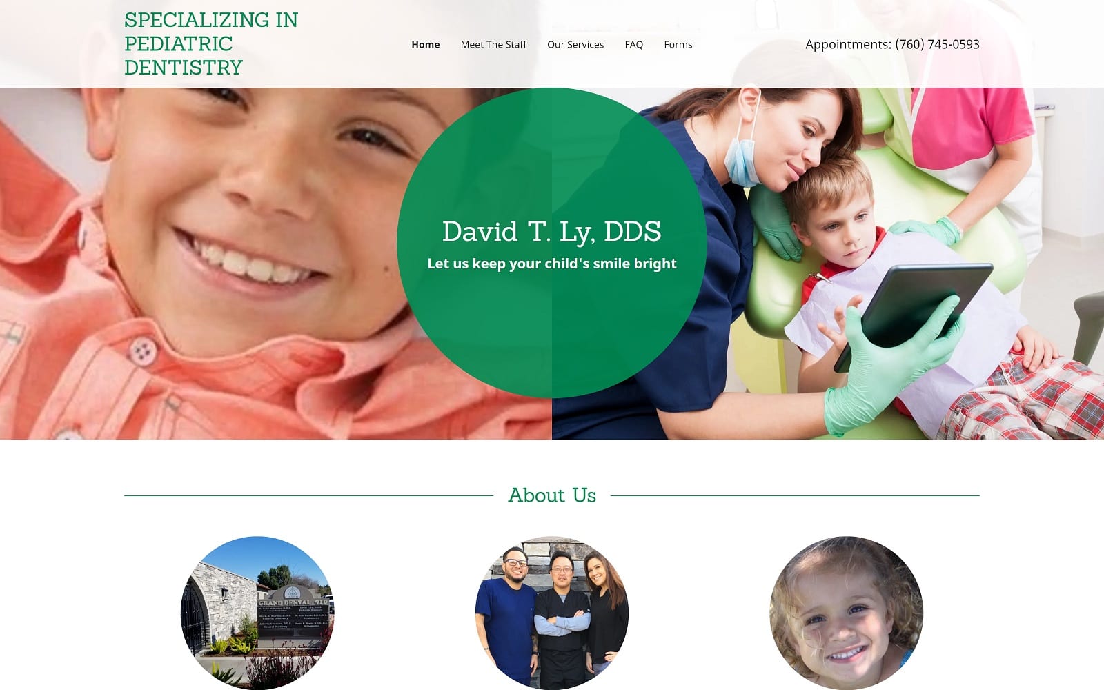 The Screenshot of David T. Ly DDS, Pediatric Dentistry escondidochildrensdentist.com Website