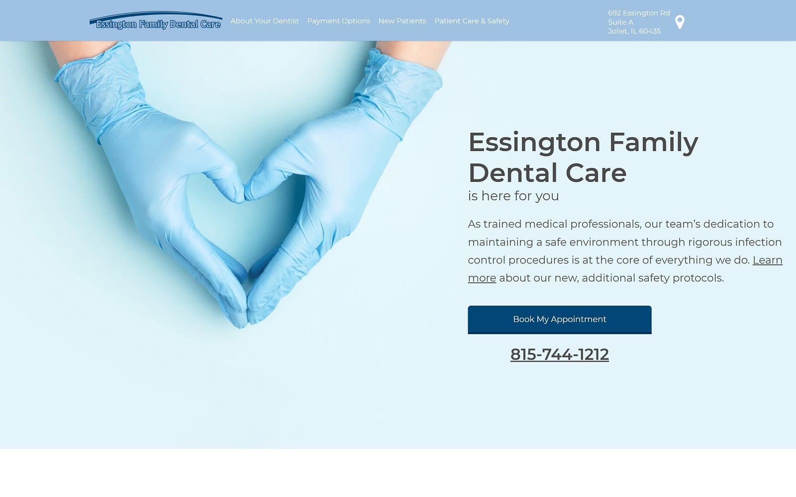 The Screenshot of Essington Family Dental Care essingtondental.com Website