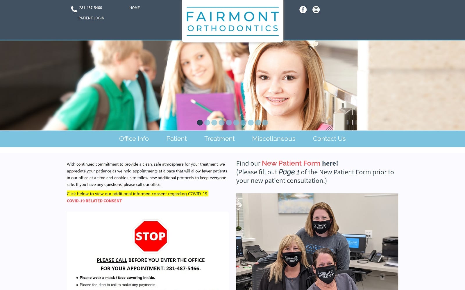 The Screenshot of Fairmont Orthodontics fairmontortho.com Dr. Sarah Lowe Website