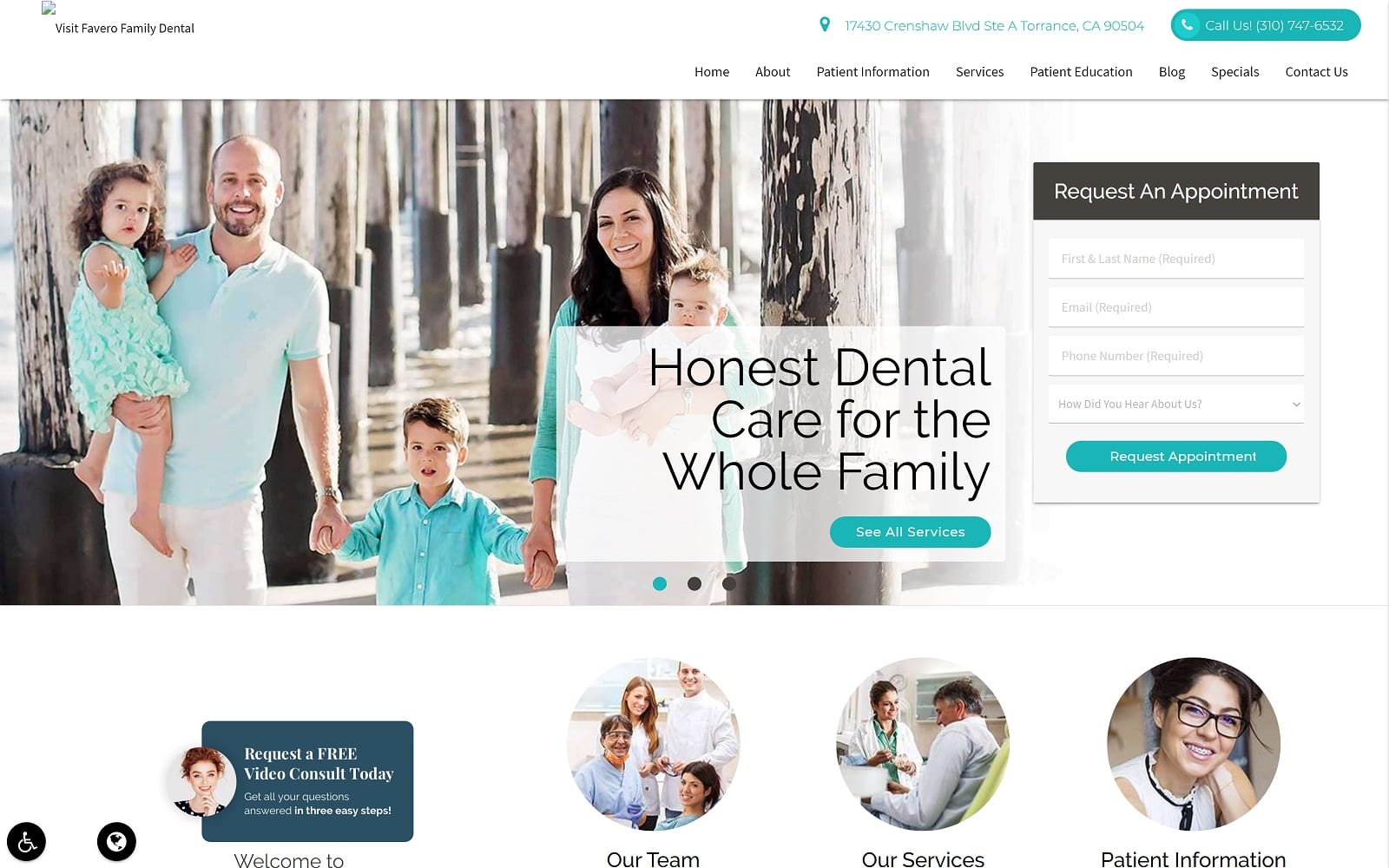 The Screenshot of Favero Family Dental faverofamilydental.com Website