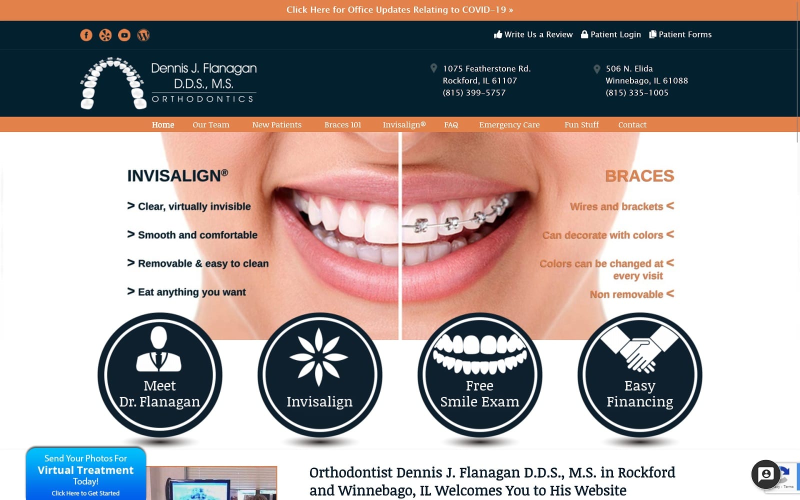 The Screenshot of Flanagan Orthodontics flanaganortho.com Dr. Dennis Flanagan Website