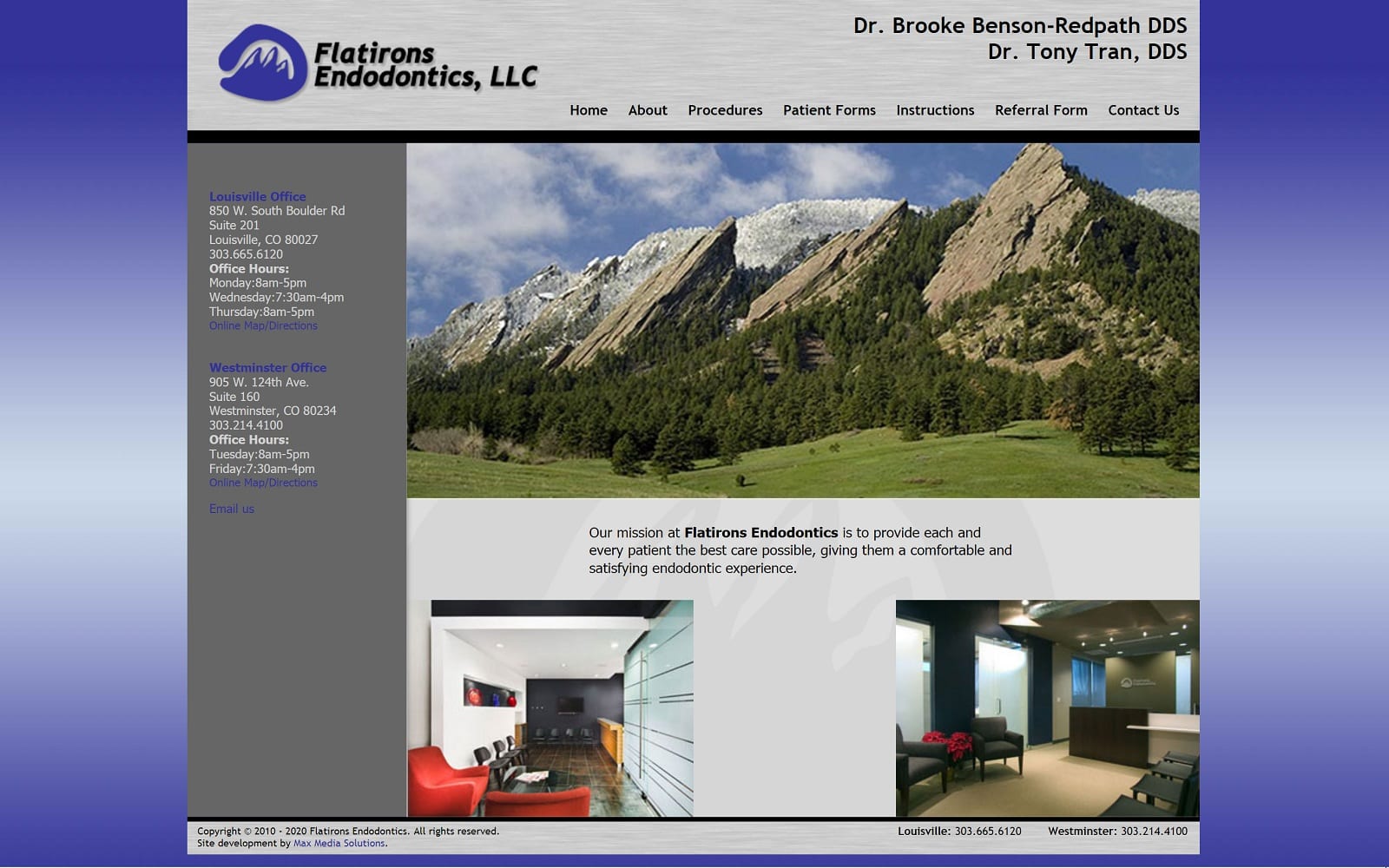 The Screenshot of Flatirons Endodontics flatironsendo.com Website