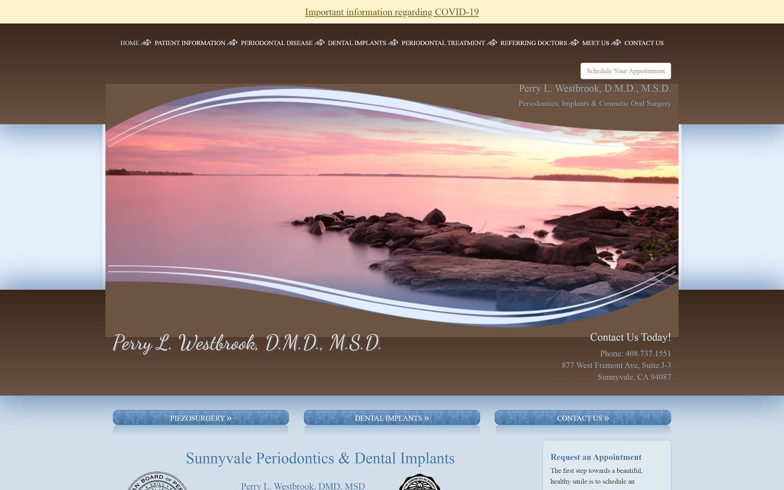 The Screenshot of Perry L. Westbrook, DMD, MSD foothillperio.com Website