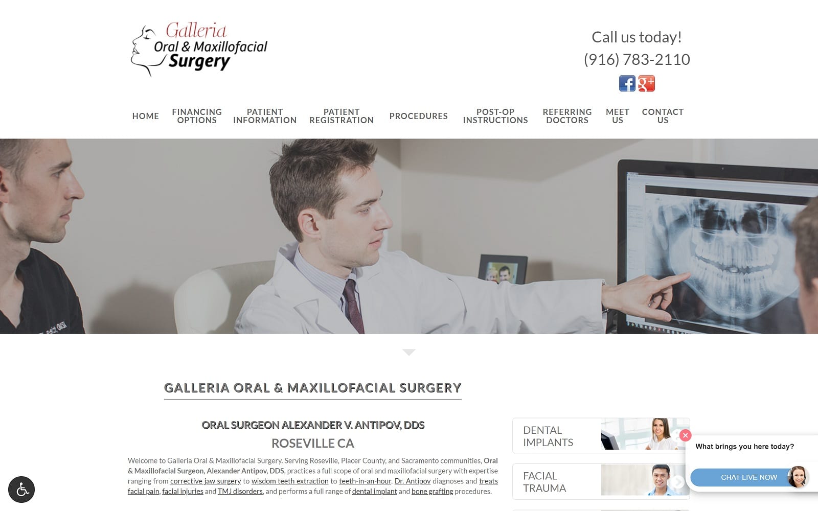 The Screenshot of Galleria Oral and Maxillofacial Surgery galleriaoms.com Dr. Alexander Antipov Website