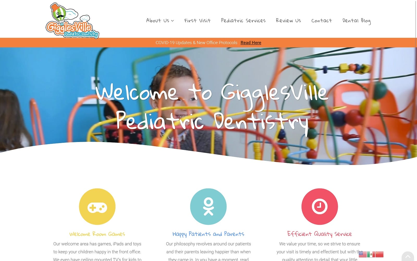 The Screenshot of Gigglesville Pediatric Dentistry gigglesvilledentistry.com Website