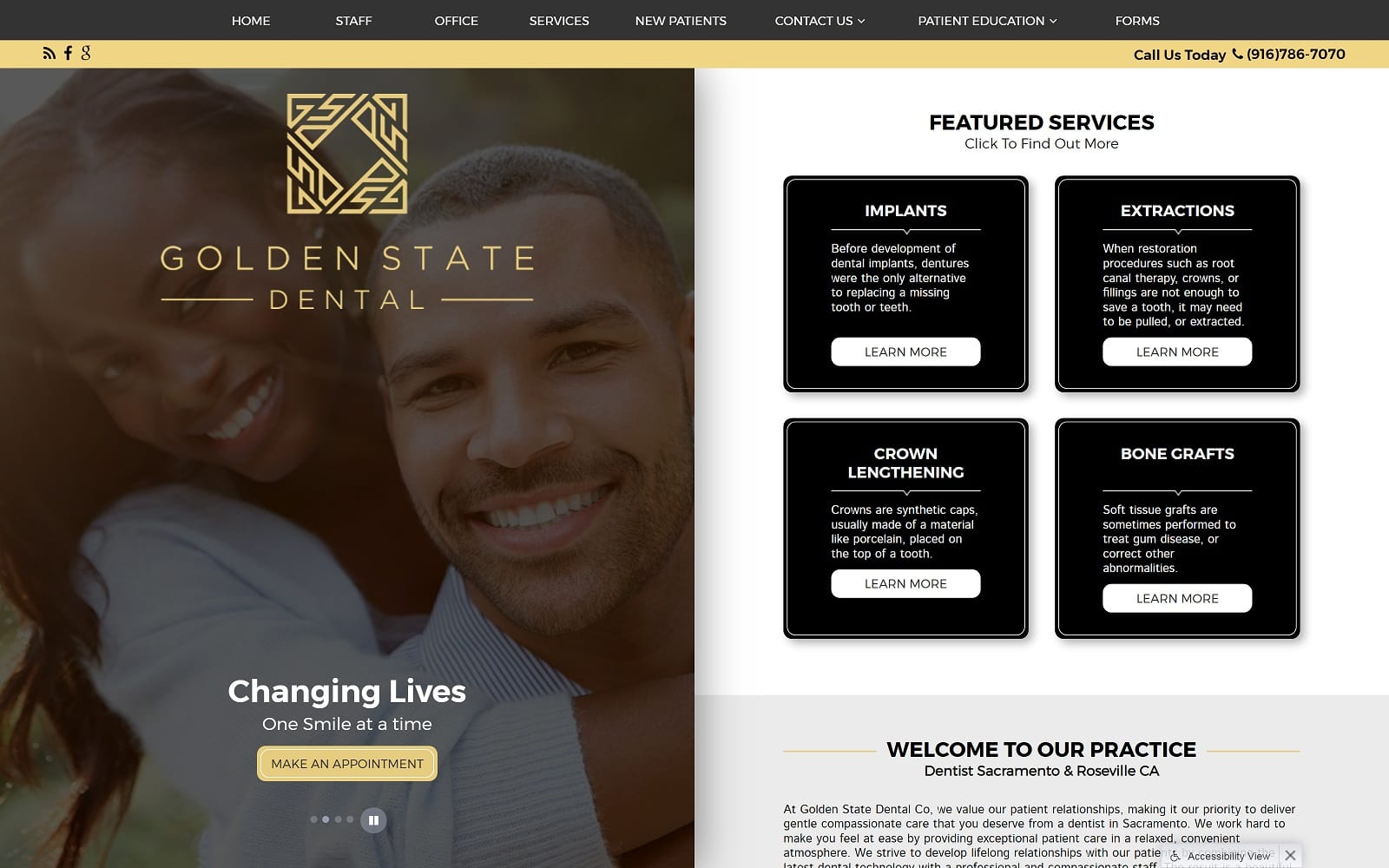 The Screenshot of Golden State Dental - Dr. Sarmad Paydar goldenstatedentalco.com Website