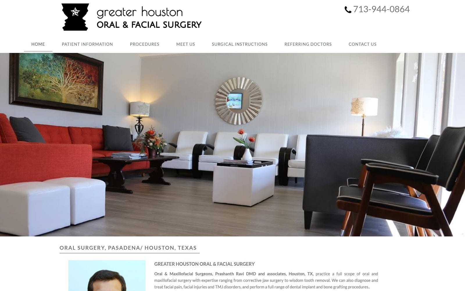 The Screenshot of Greater Houston Oral and Facial Surgery, PA greaterhoustonoralsurgery.com Website
