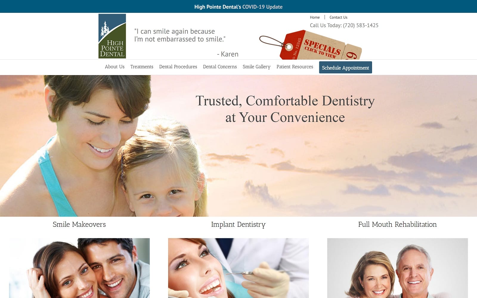 The Screenshot of HighPointe Dental highpointedental.com Website