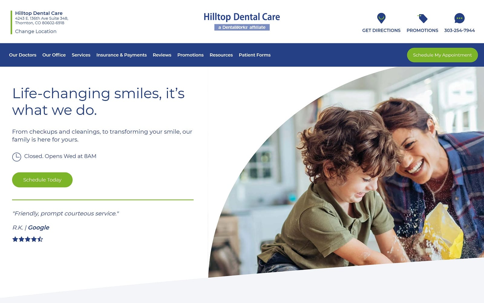 The Screenshot of Hilltop Dental Care hilltopdentalcare.dentalworks.com Website