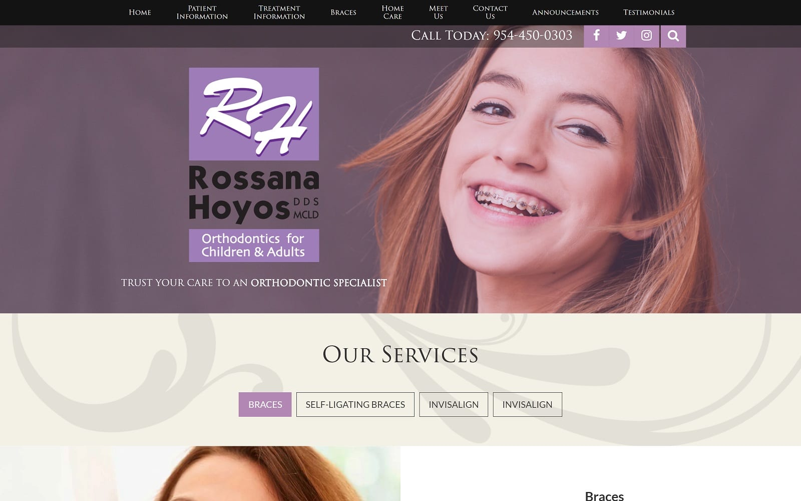 The Screenshot of Rossana Hoyos Orthodontics hoyosortho.com Website