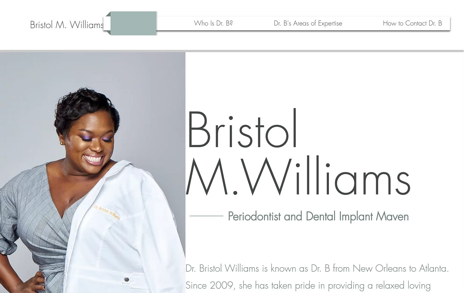 The Screenshot of Nola Periodontics nolaperio.com Dr. Bristol Williams Website