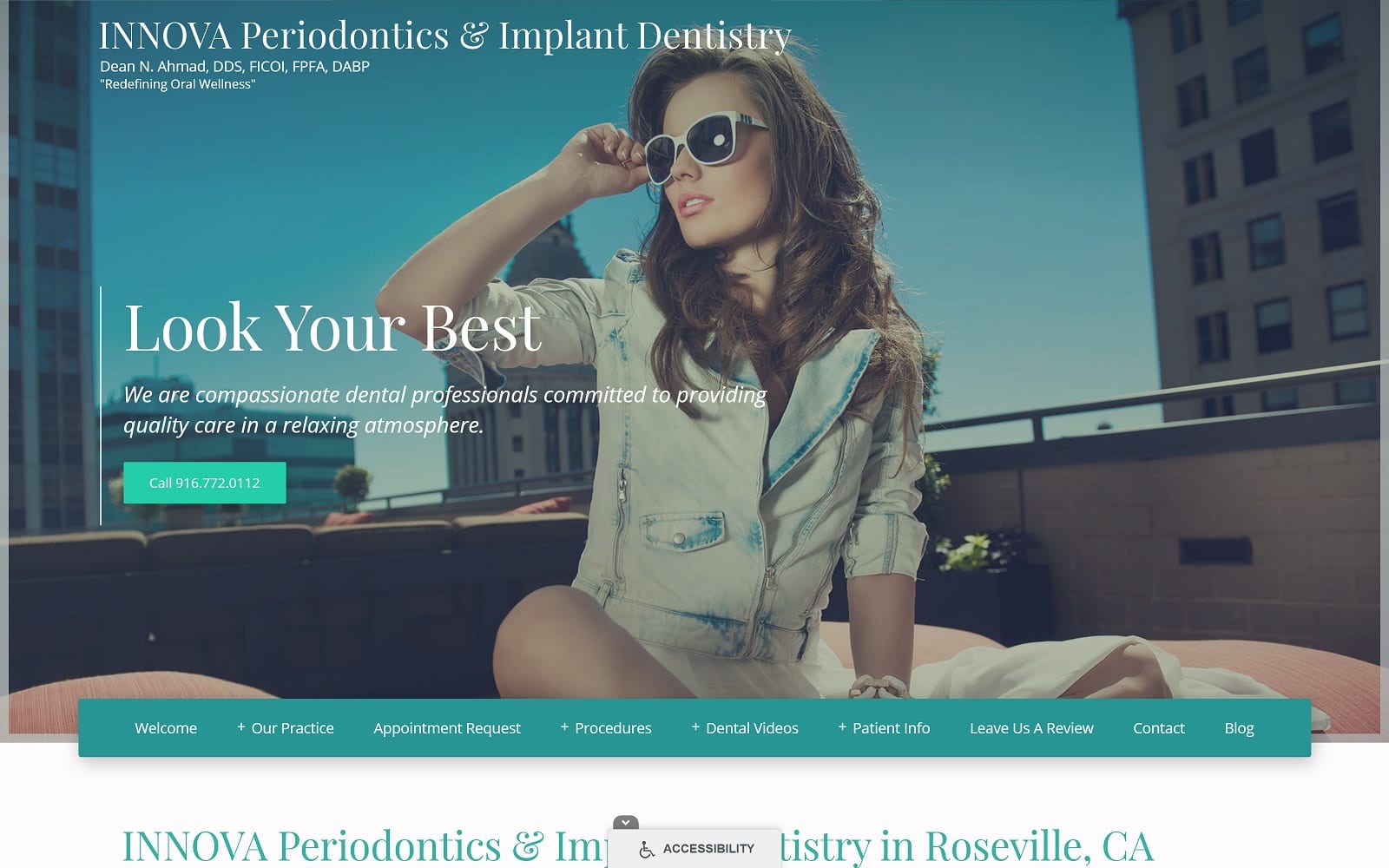 The Screenshot of Dr. Dean N. Ahmad, DDS (INNOVA Periodontics & Implant Dentistry) innovaperio.com Website