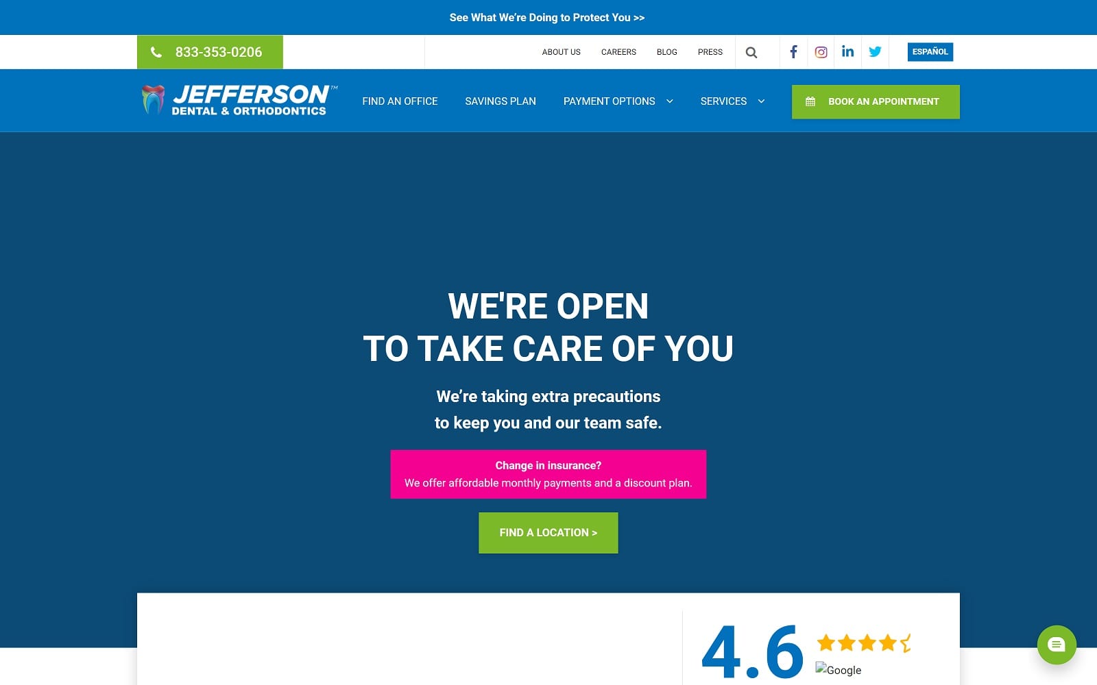 The Screenshot of Jefferson Dental & Orthodontics jeffersondentalclinics.com Website