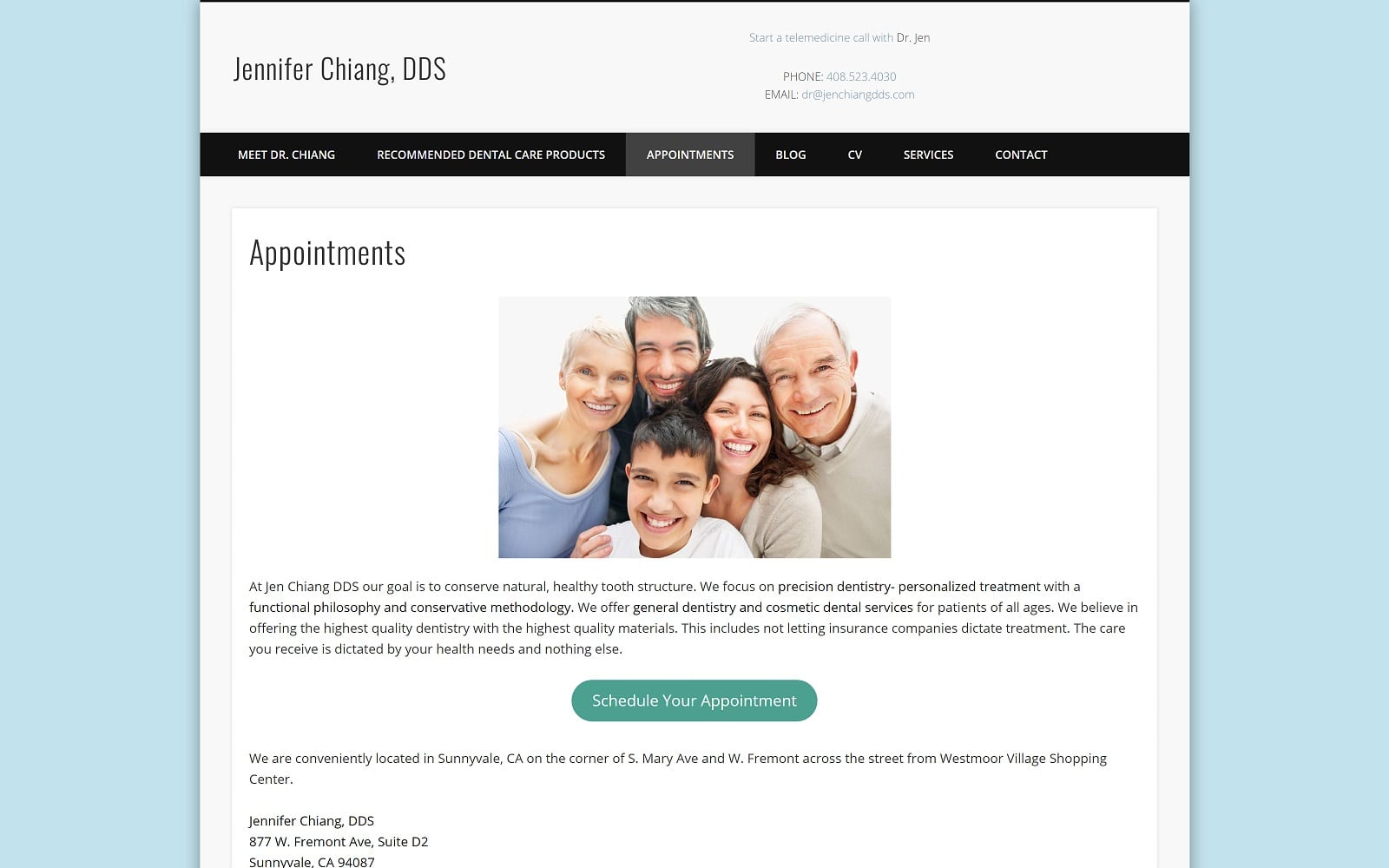 The Screenshot of Jennifer Chiang, DDS jenchiangdds.com Website