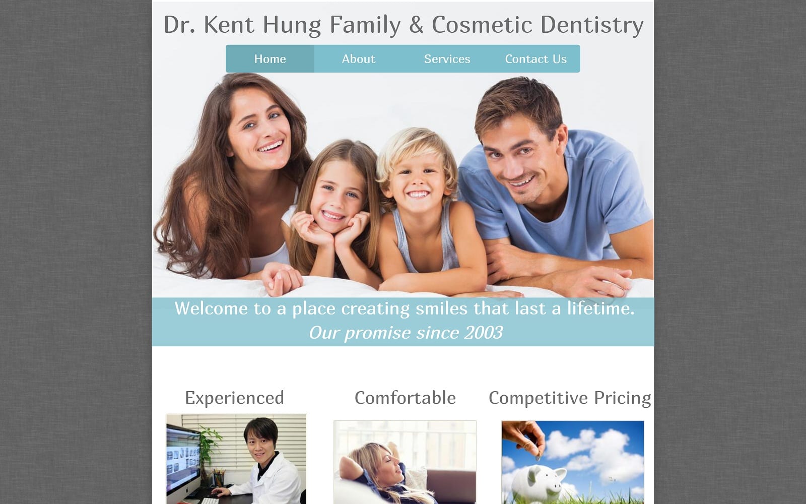 The Screenshot of Dr. Kent Hung, DMD kenthungdmd.com Website