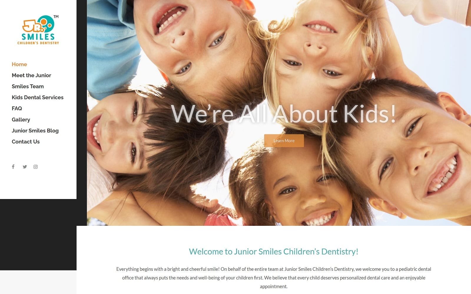 The Screenshot of Junior Smiles Children's Dentistry kidsdentalsmile.com Website