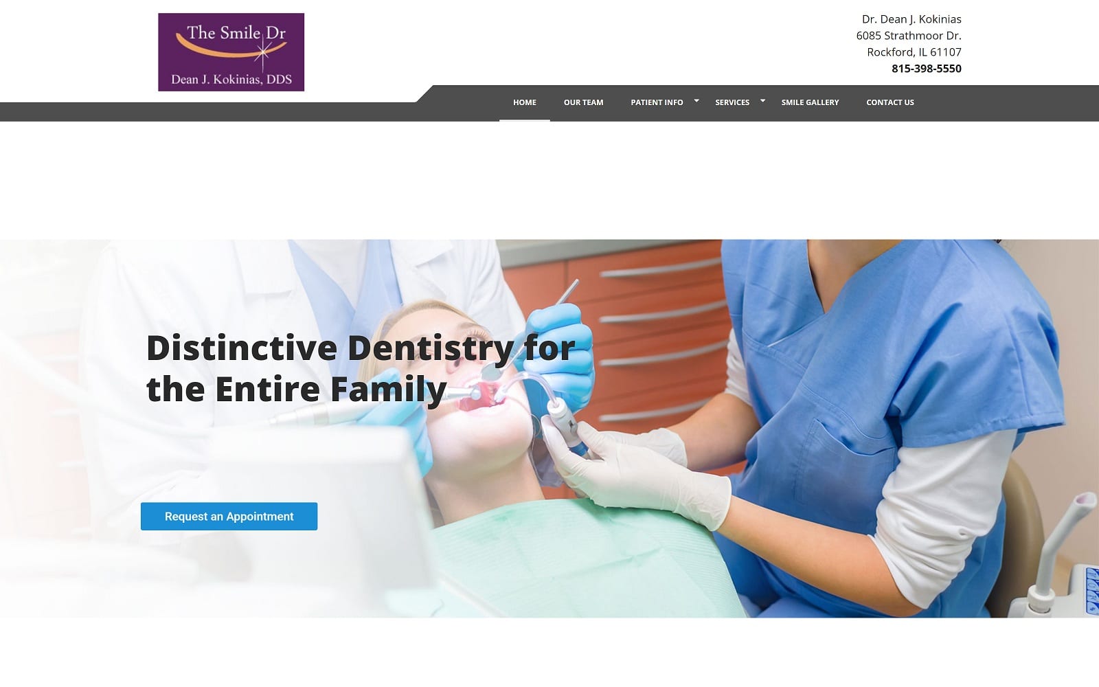 The Screenshot of Dean J. Kokinias, DDS - Rockford kokiniasdental.com Website