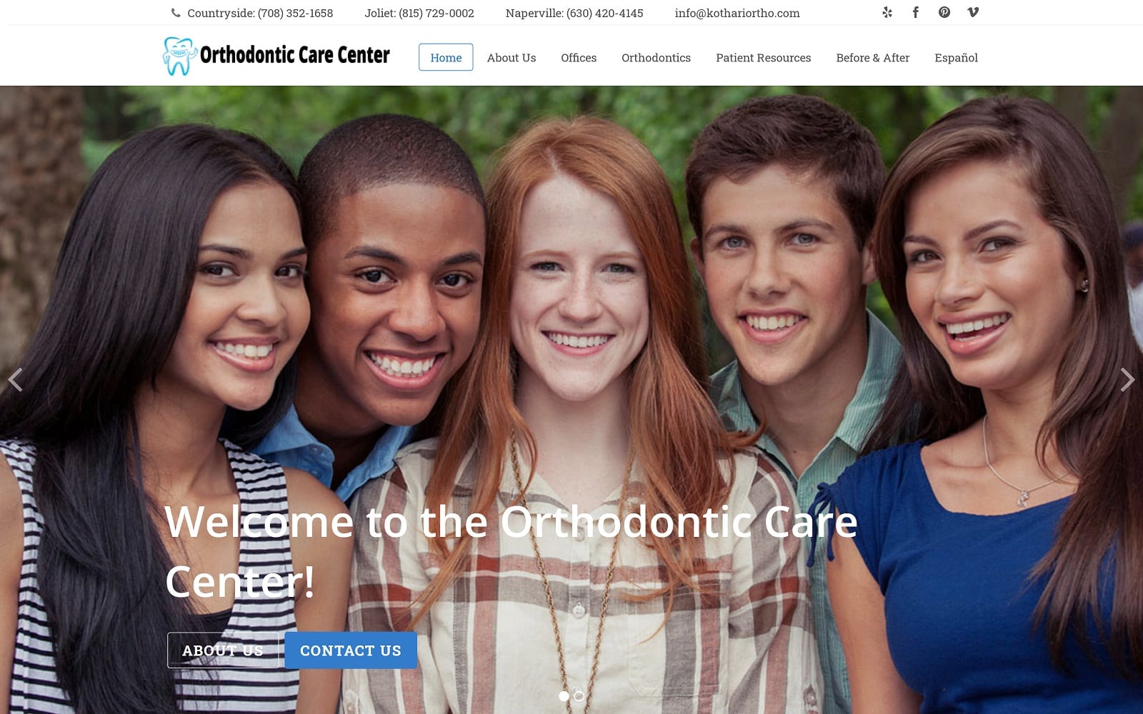 The Screenshot of Orthodontic Care Center kothariortho.com Dr. Ashok Kothari Website