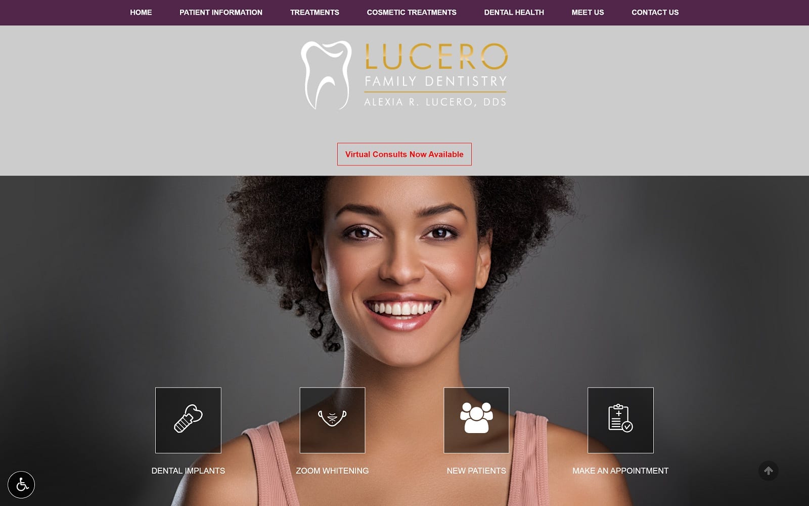 The Screenshot of Alexia R. Lucero, DDS - Cosmetic and General Dentistry lucerodds.com Dr. Alexia R. Lucero Website