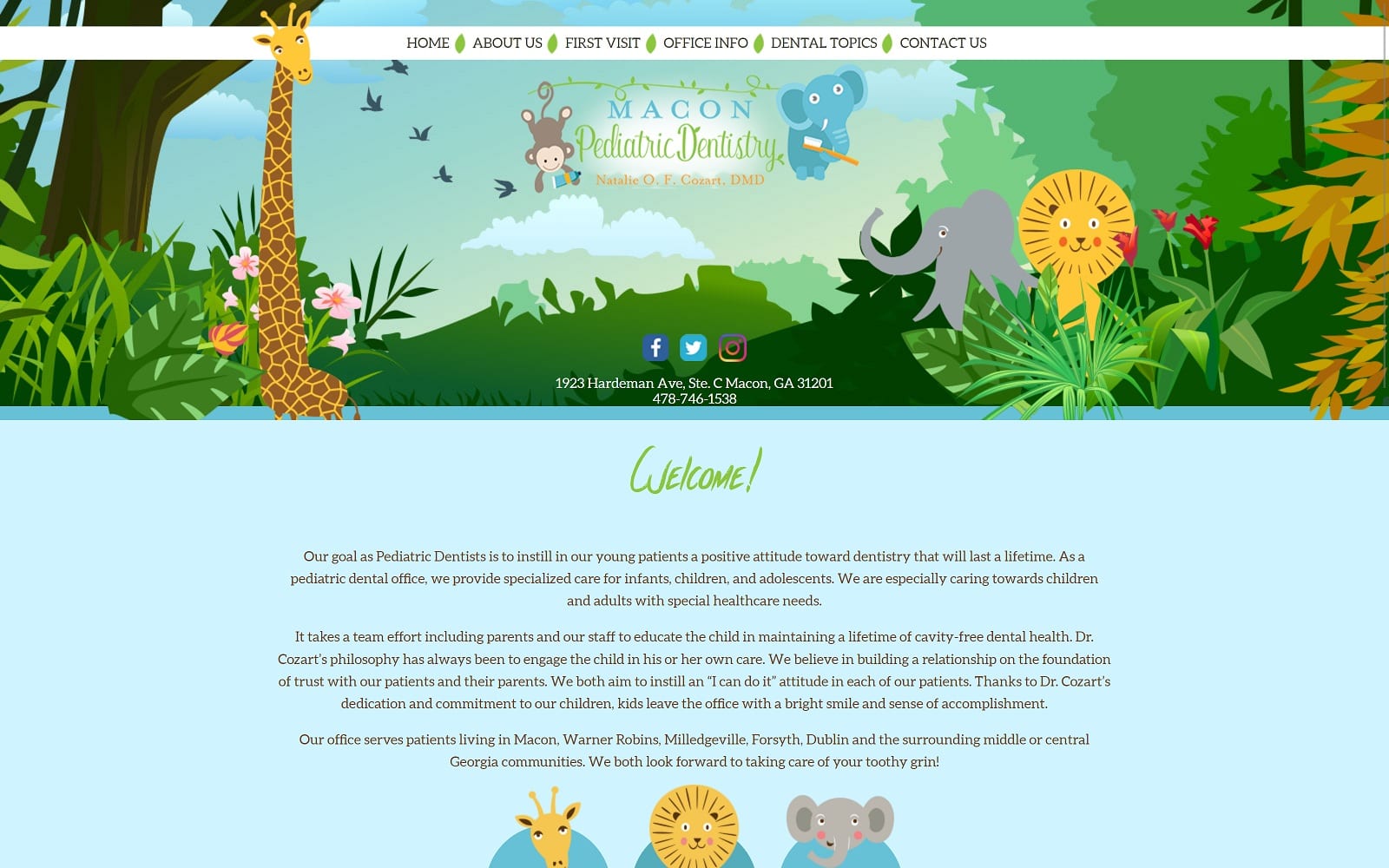 The Screenshot of Macon Pediatric Dentistry Dr. Murphy & Dr. Cozart maconpediatricdentistry.com Website