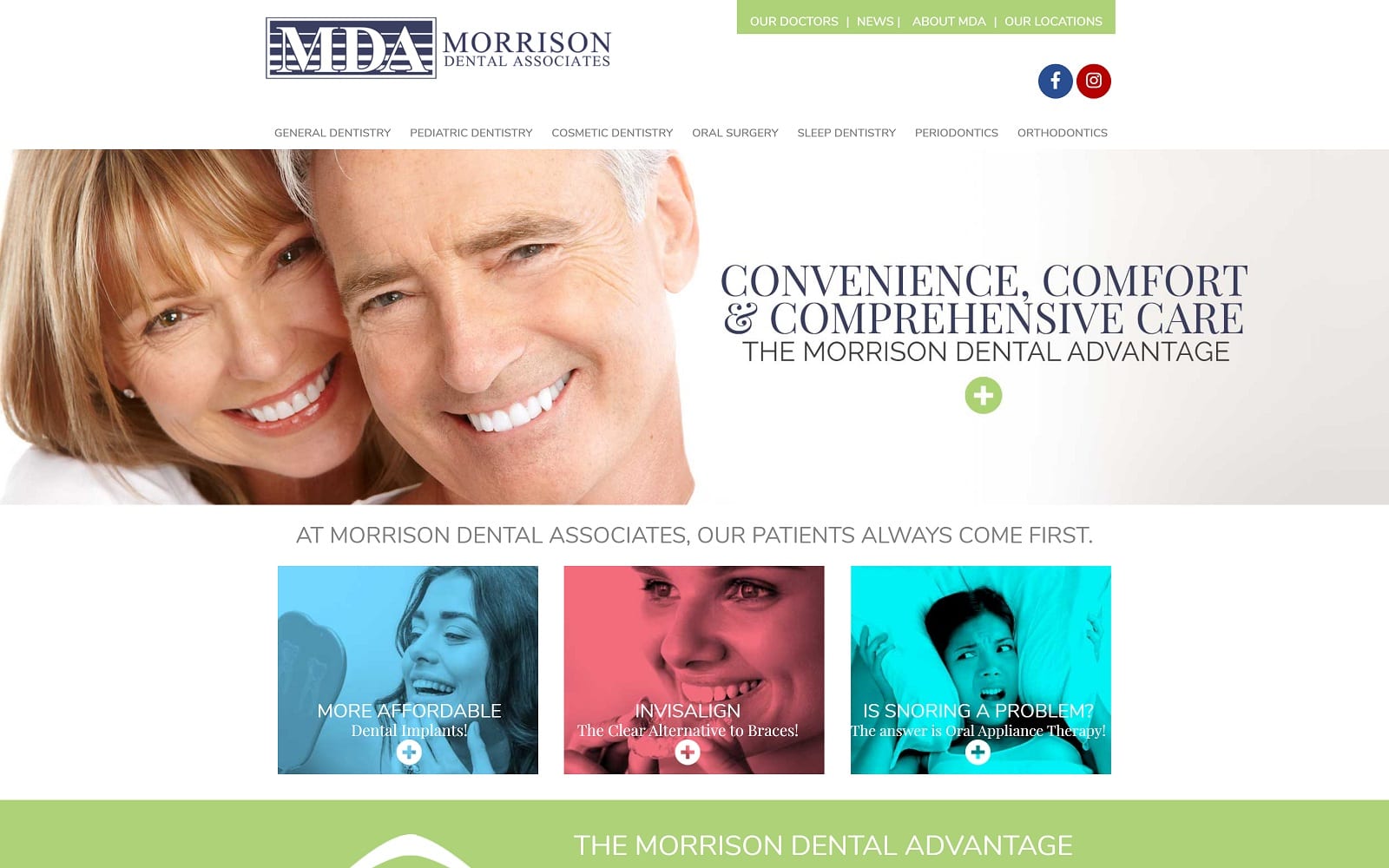 The Screenshot of Morrison Dental Associates PC mdadental.com Website