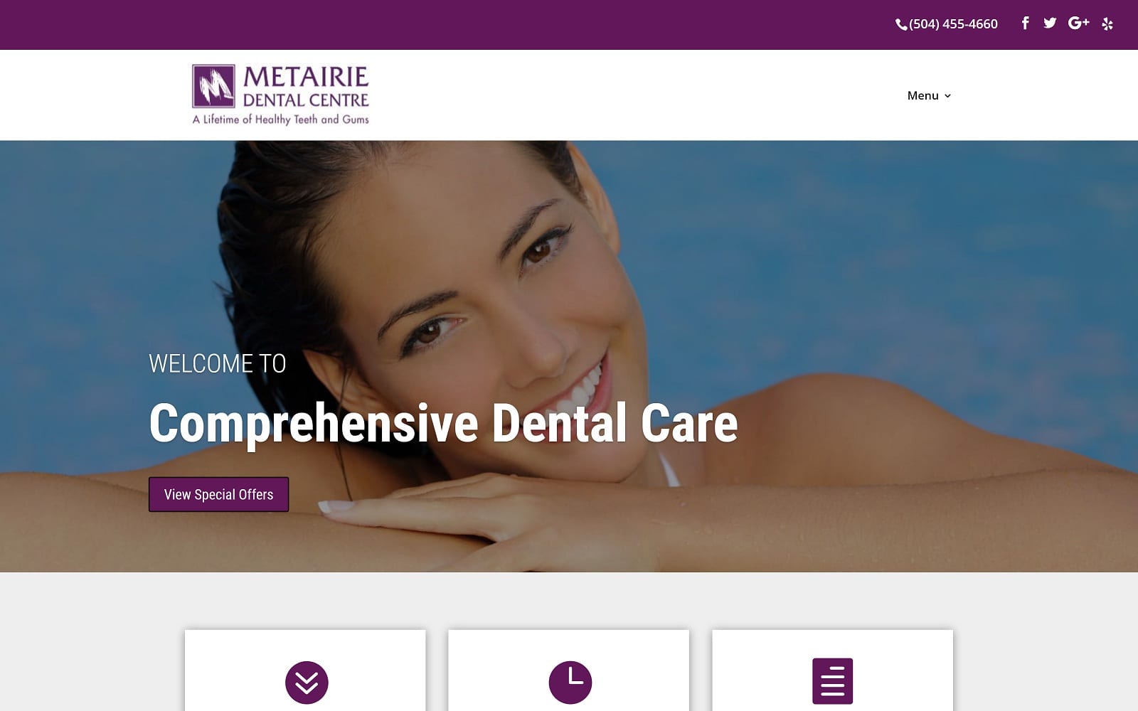 The Screenshot of Metairie Dental Centre metairiedental.com Website