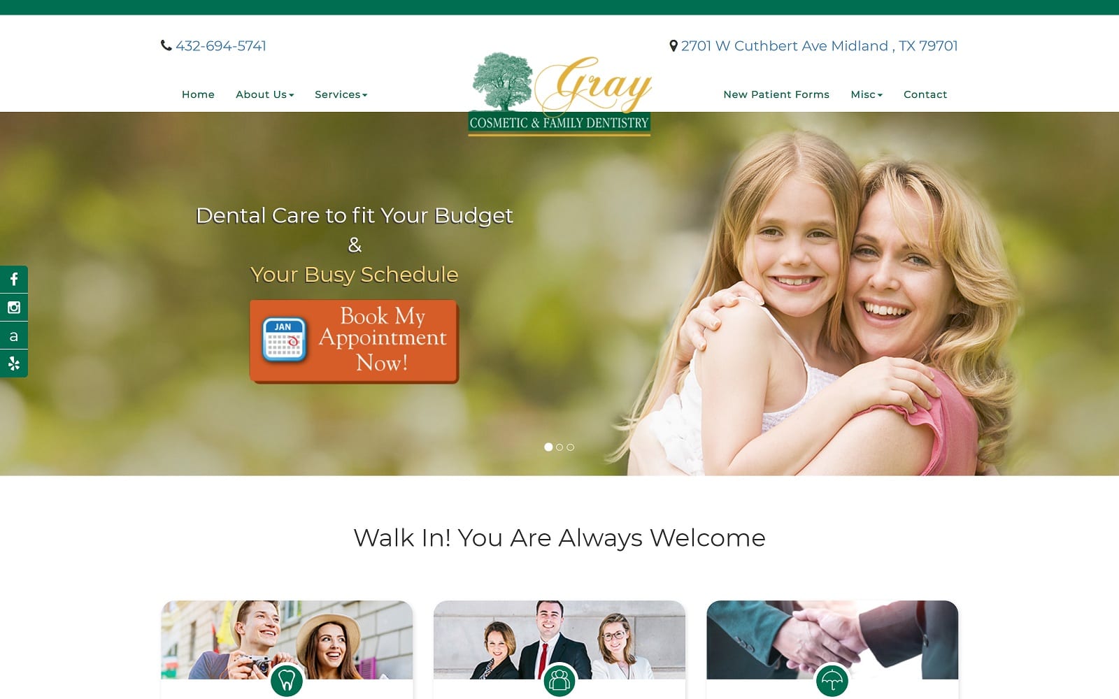 The Screenshot of Gray Cosmetic & Family Dentistry midlanddentalimplant.com Website