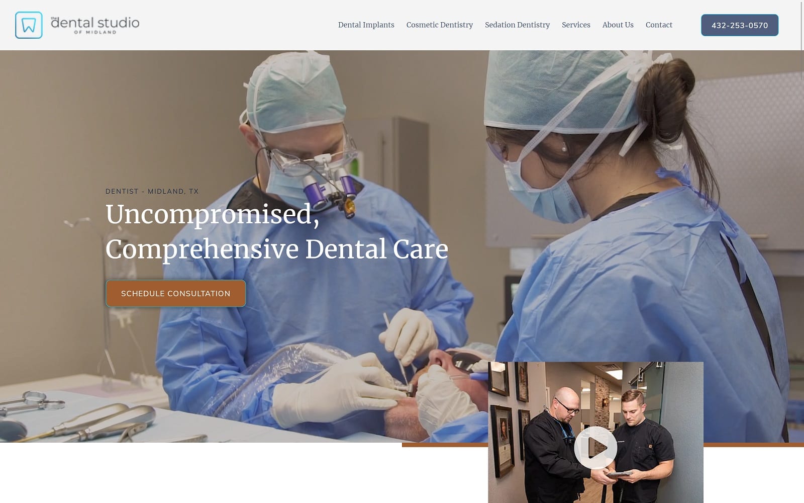 The Screenshot of The Dental Studio of Midland midlanddentalstudio.com Dr. Tye Thompson Website 