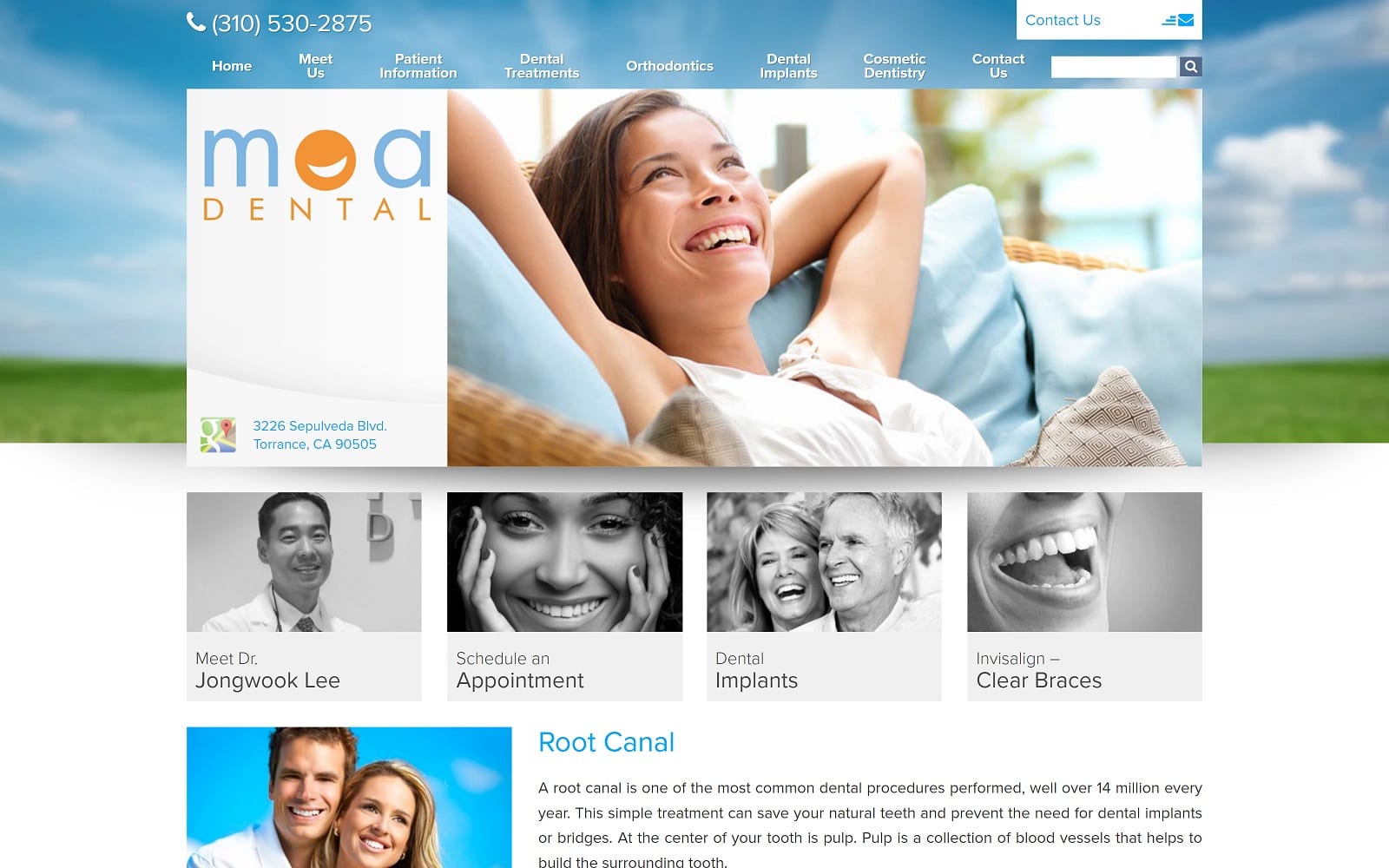 The Screenshot of MOA Dental Group moadental.com Jongwook Lee Website