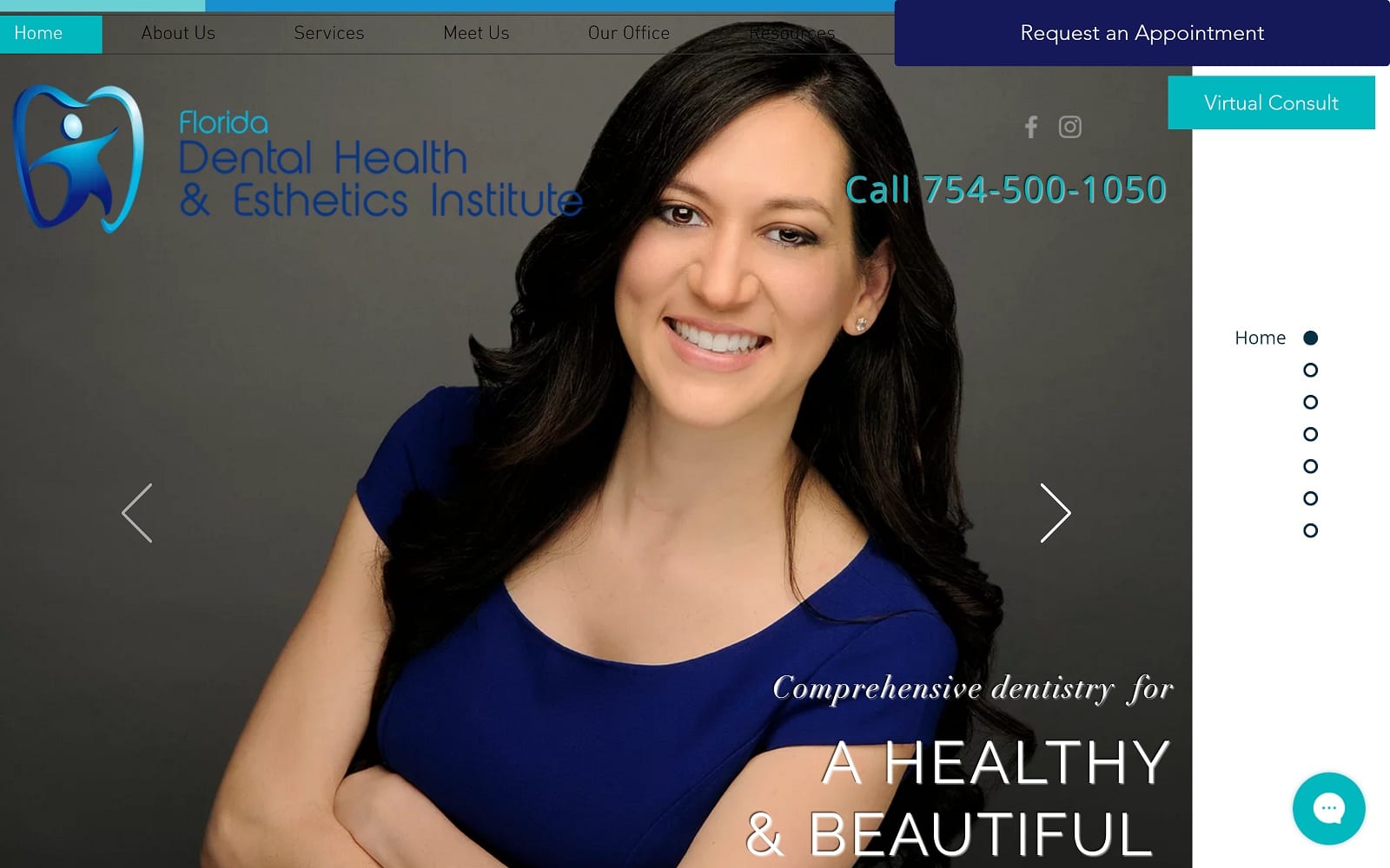The Screenshot of FLORIDA DENTAL HEALTH AND ESTHETICS INSTITUTE myfloridadentist.net Website