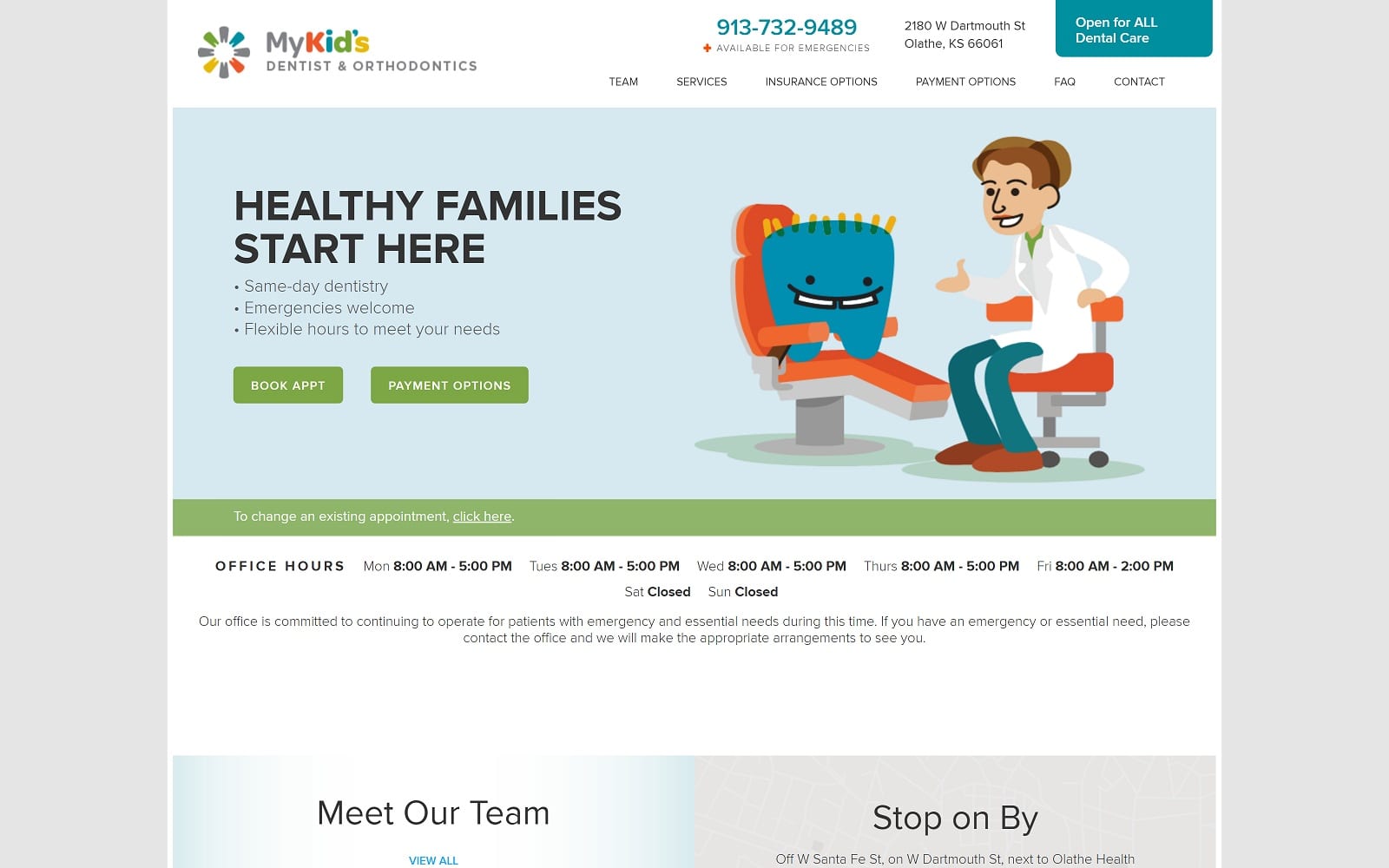 The Screenshot of My Kid's Dentist & Orthodontics mykidsdentistolathewest.com Website