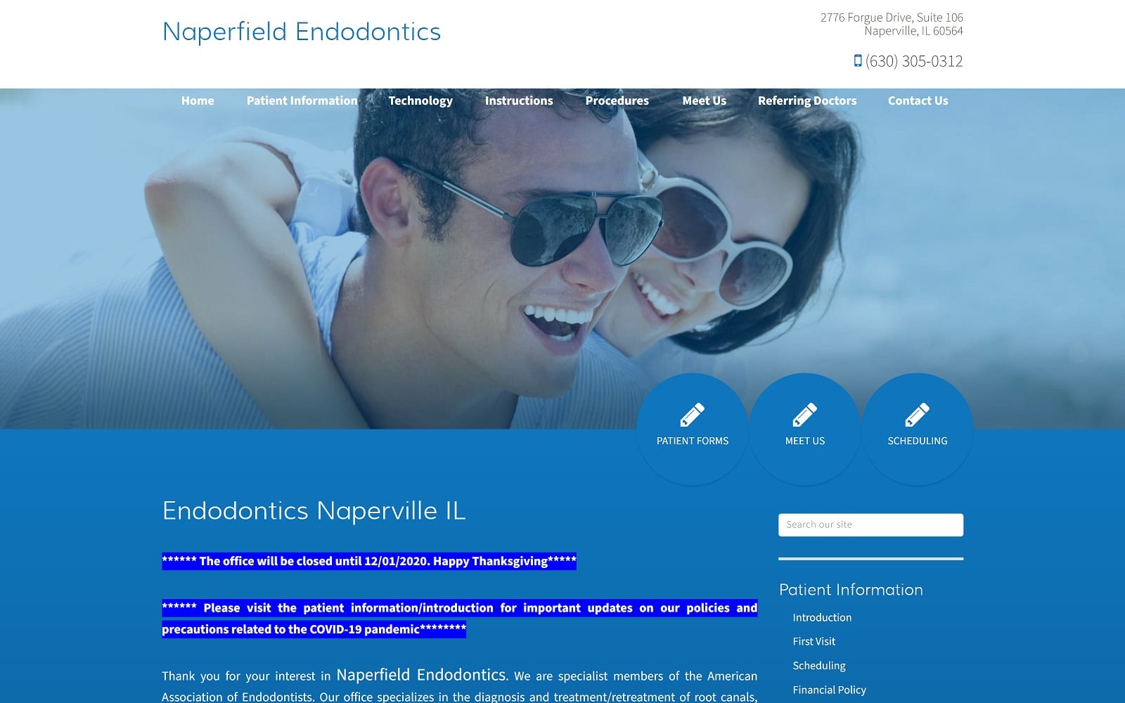 The Screenshot of Naperfield Endodontics naperfieldendo.com Website