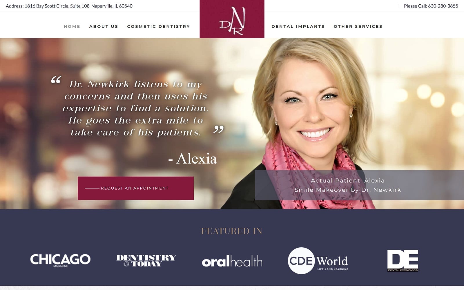 The Screenshot of Dr. David Newkirk-Cosmetic and General Dentistry napervillecosmeticdentistry.com Website