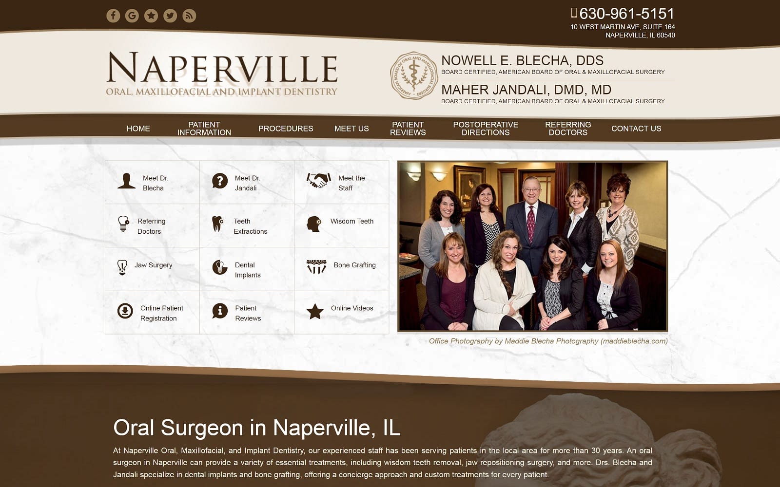 The Screenshot of Nowell E. Blecha DDS, LTD napervilleoms.com Website
