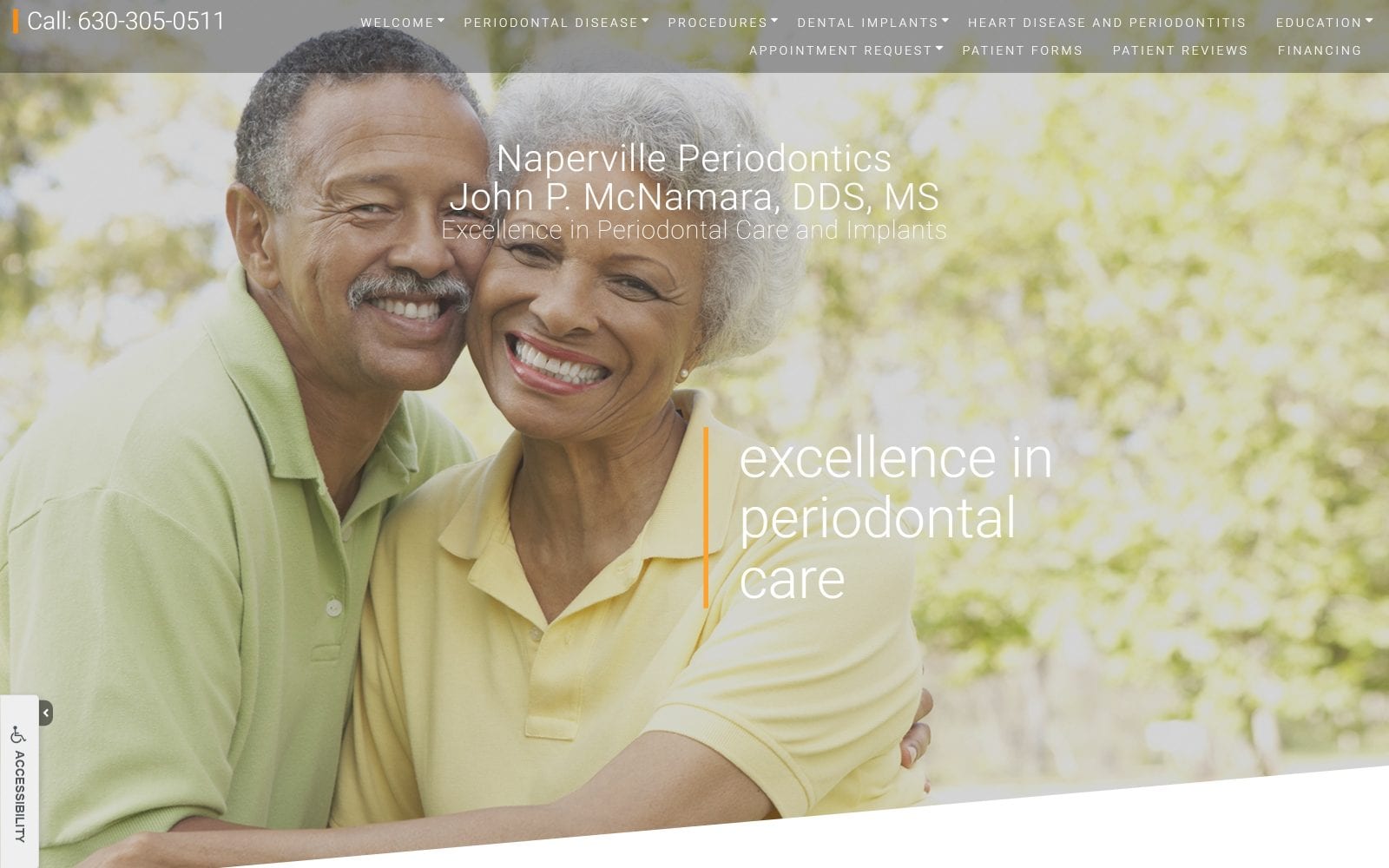 The Screenshot of Dr. John P. McNamara napervilleperiodontist.com Website