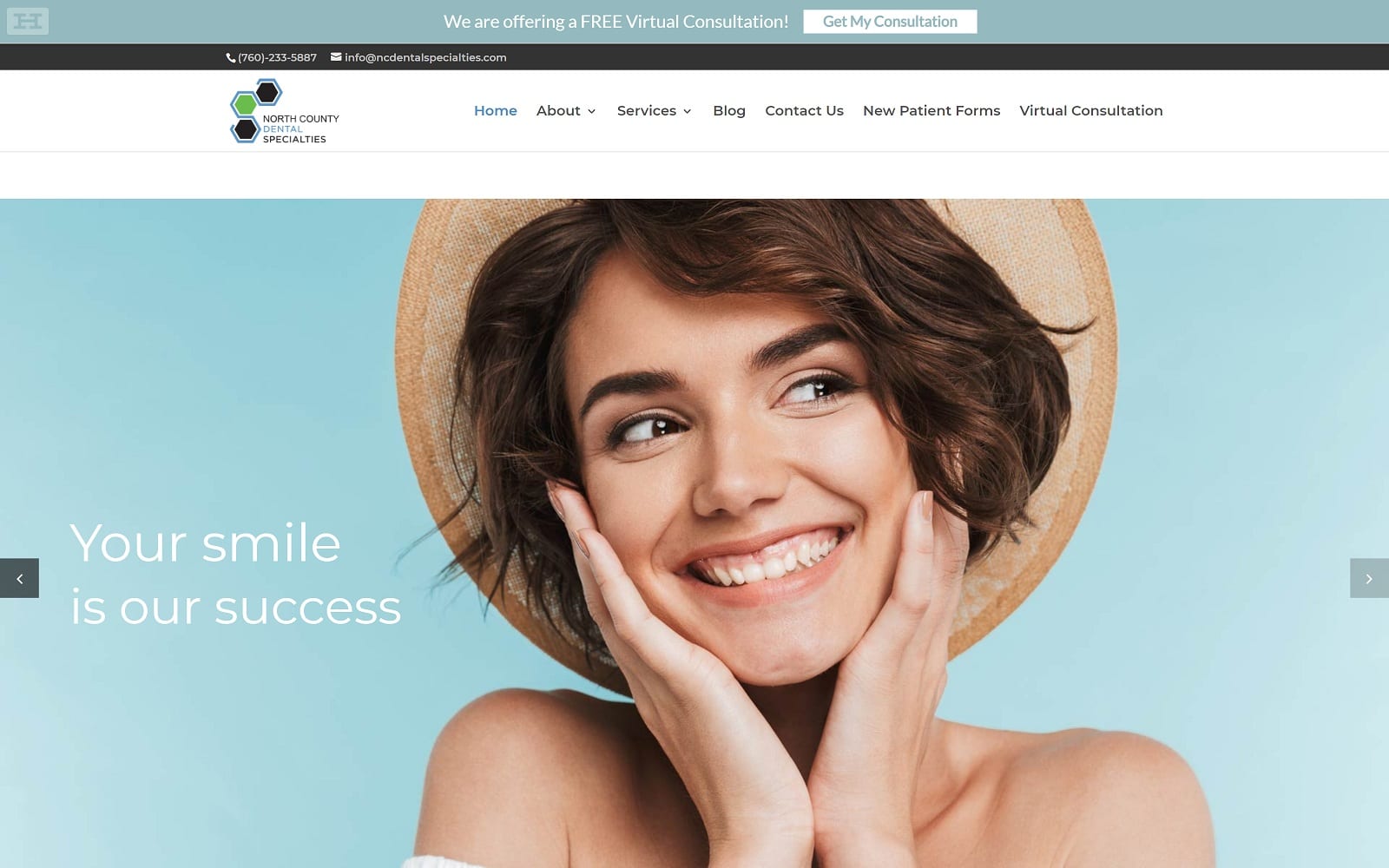 The Screenshot of North County Dental Specialties ncdentalspecialties.com Website