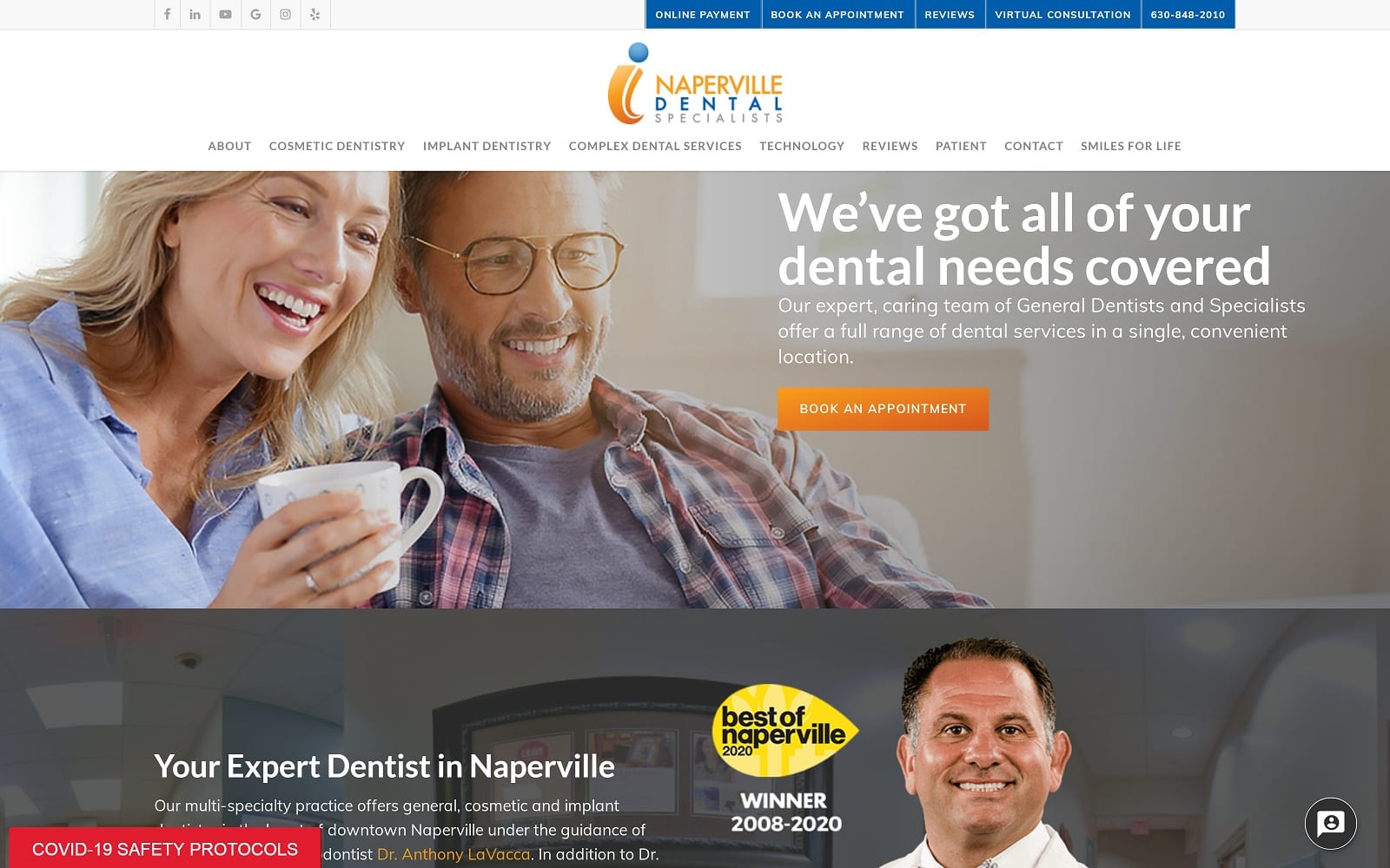 The Screenshot of Naperville Dental Specialists ndscare.com Website