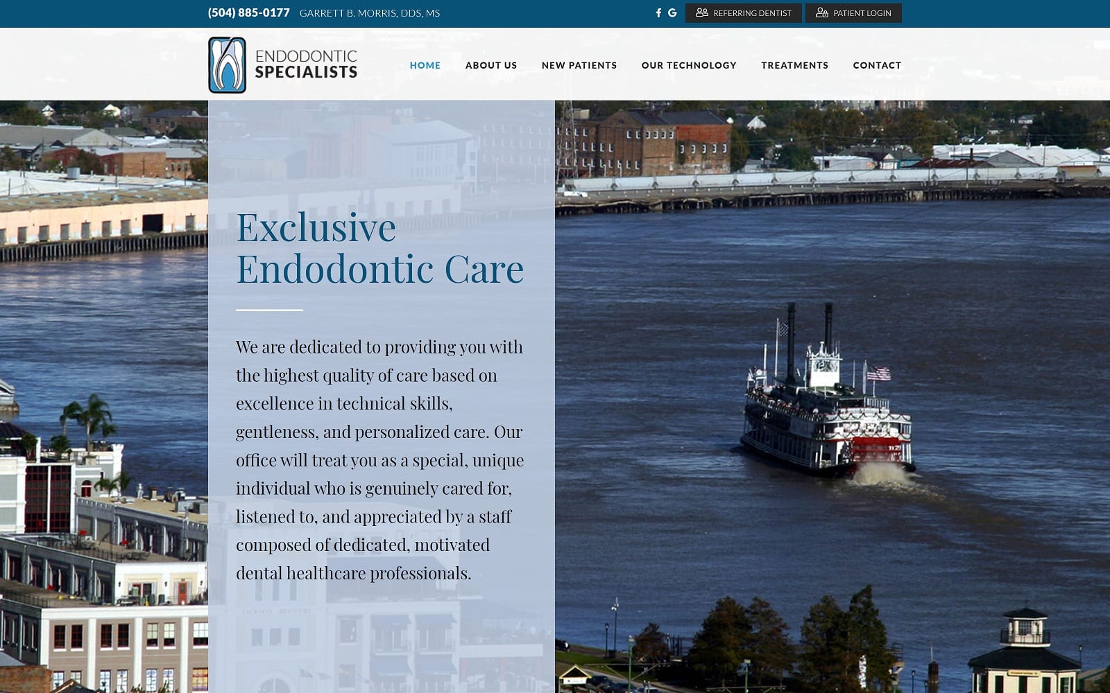 The Screenshot of Endodontic Specialists: Garrett B. Morris, DDS neworleansendo.com Website