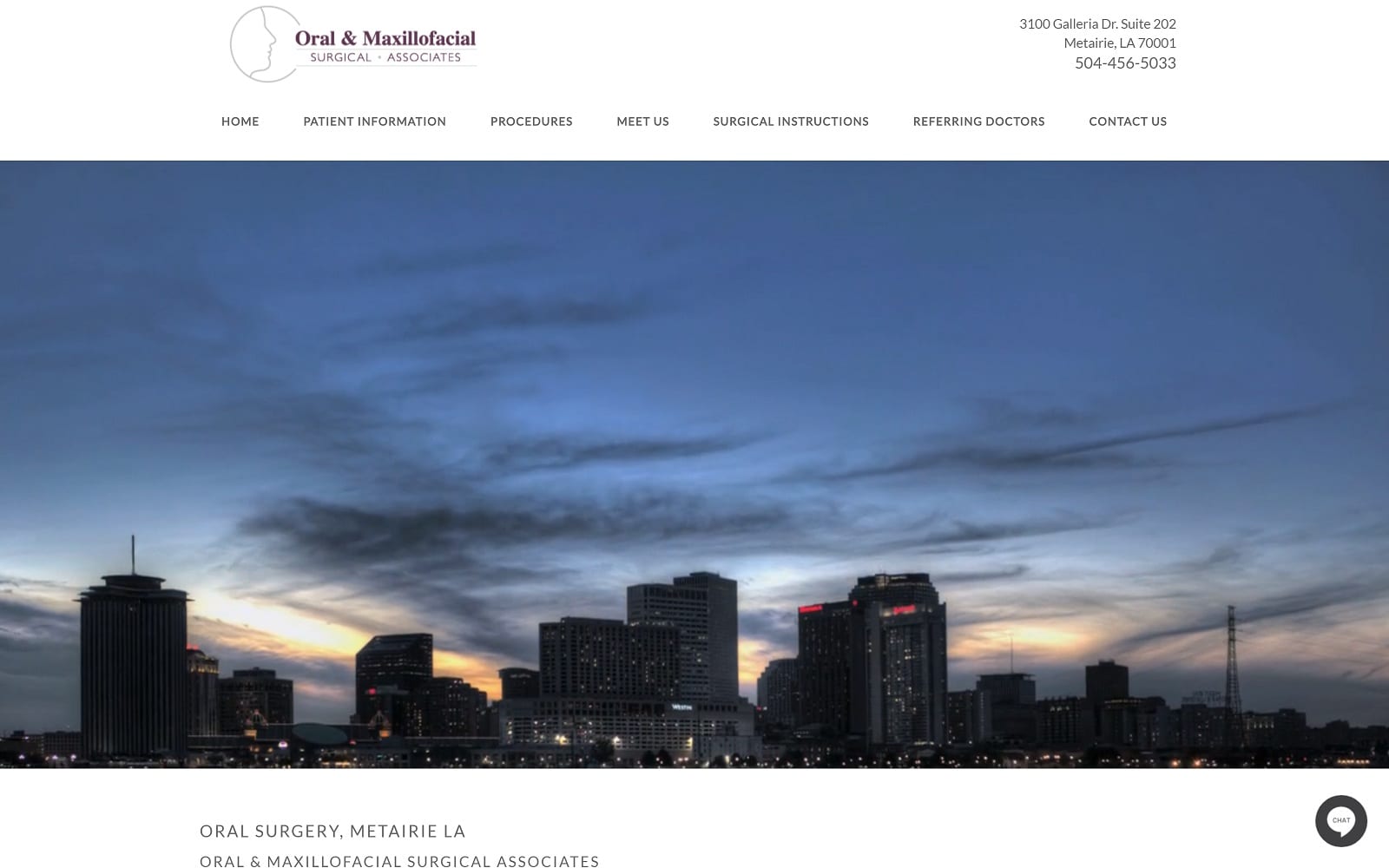 The Screenshot of Oral & Maxillofacial Surgical Associates neworleansoralsurgery.com Website