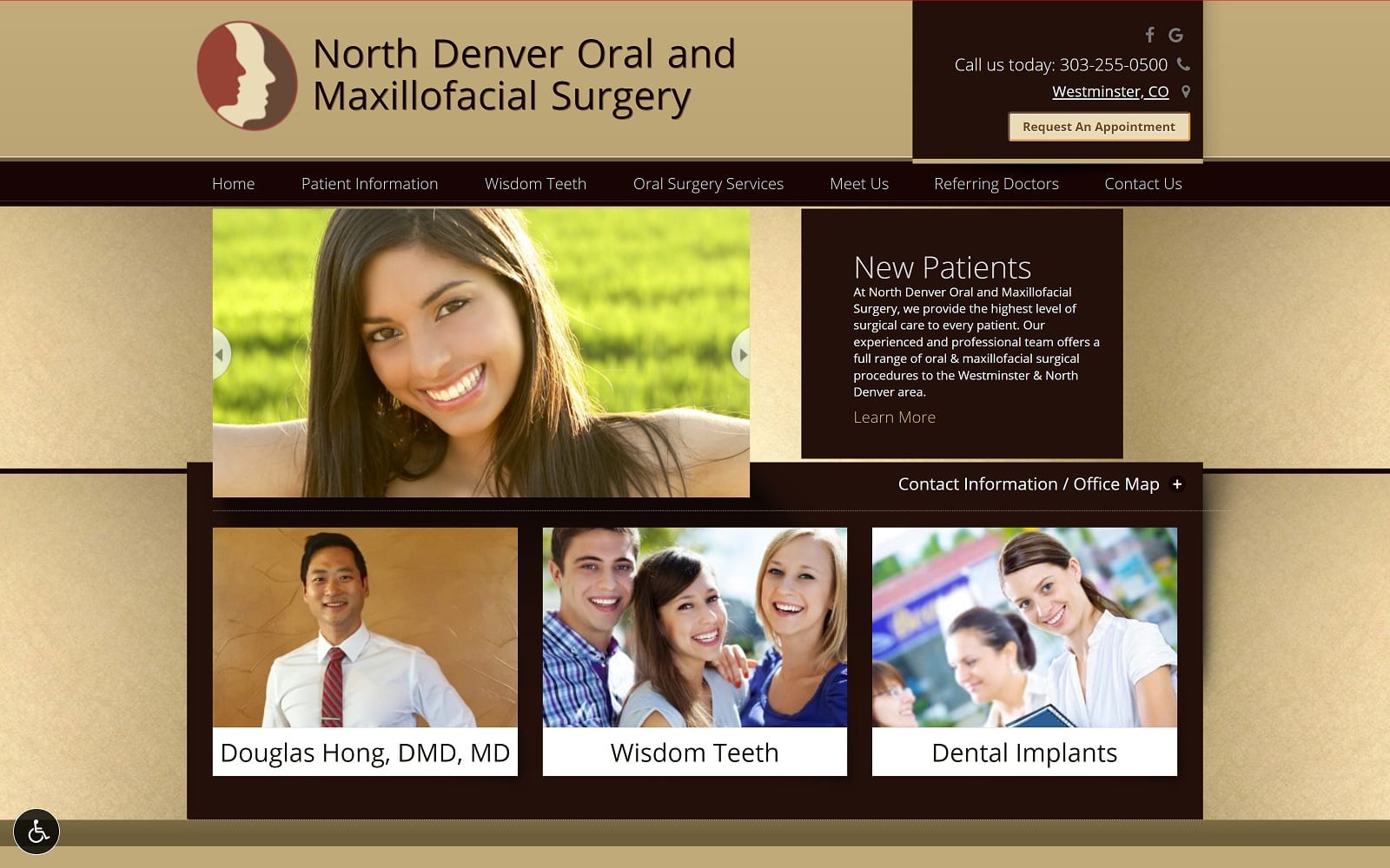 The Screenshot of North Denver Oral & Maxillofacial Surgery northdenveroms.com Websiite