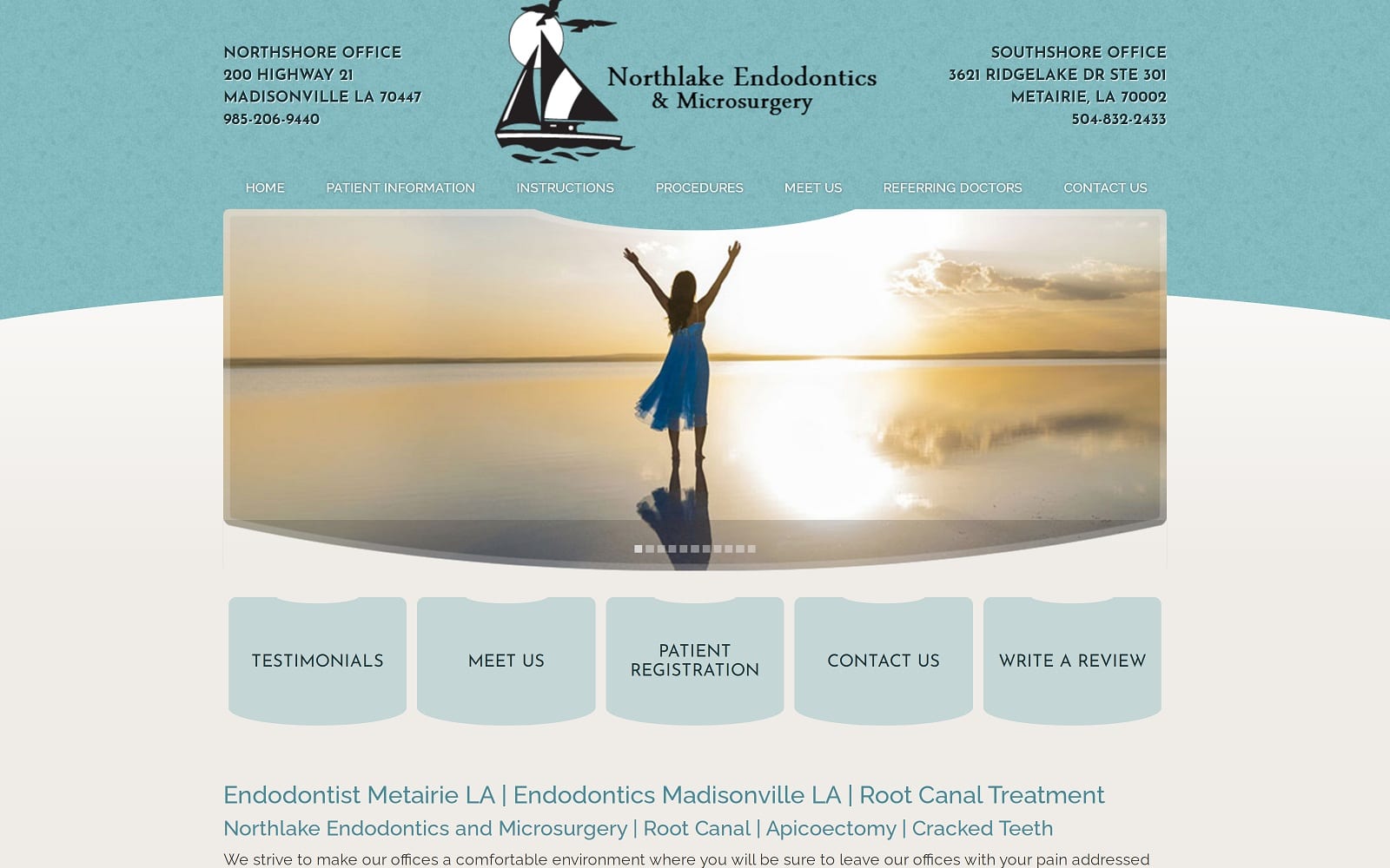 The Screenshot of Northlake Endodontics and Microsurgery northlakeendo.com Website