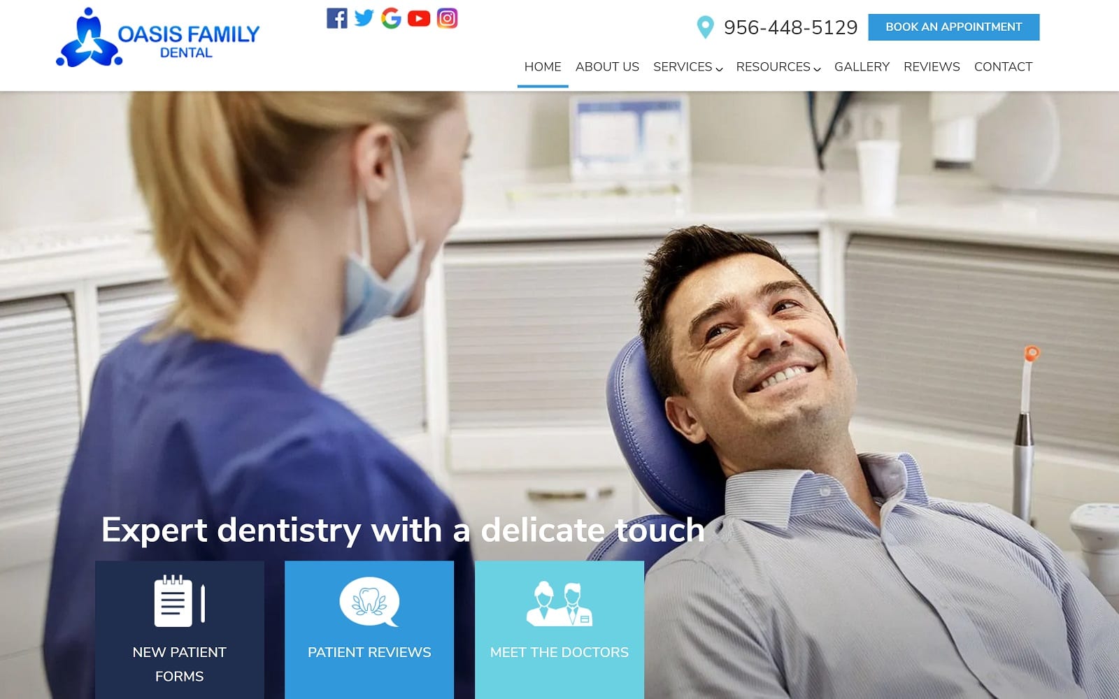 The Screenshot of Oasis Family Dental oasisfamilydentalrgv.com Website