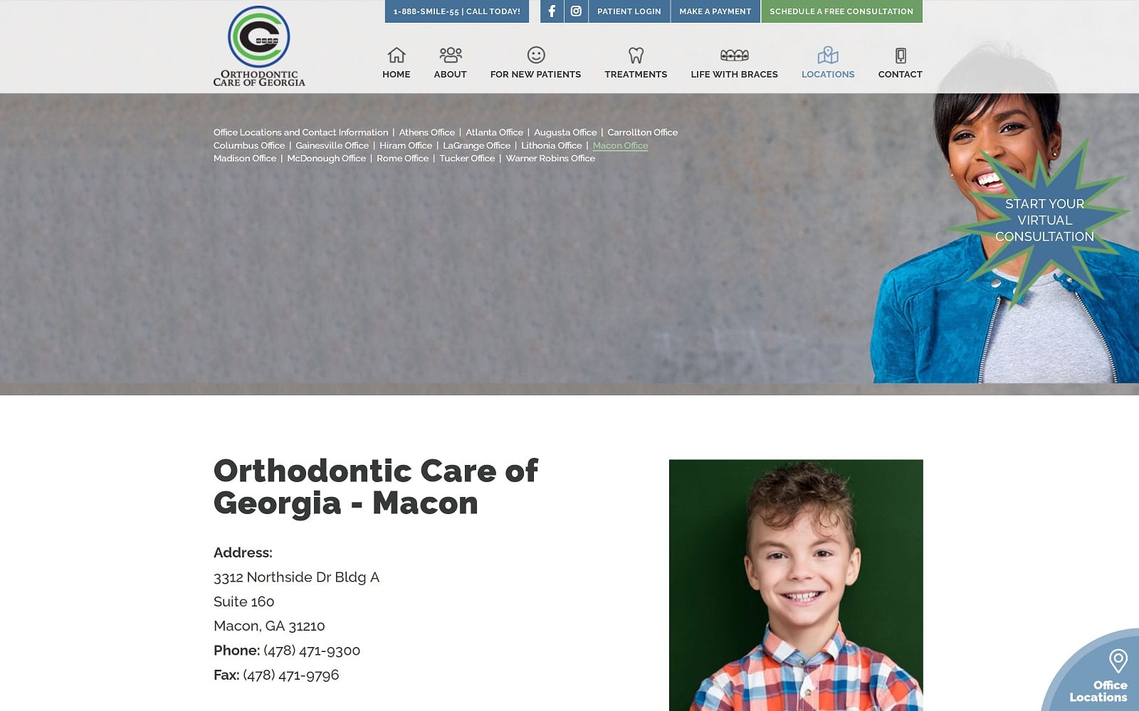 The Screenshot of Orthodontic Care of Macon /macon-office Website
