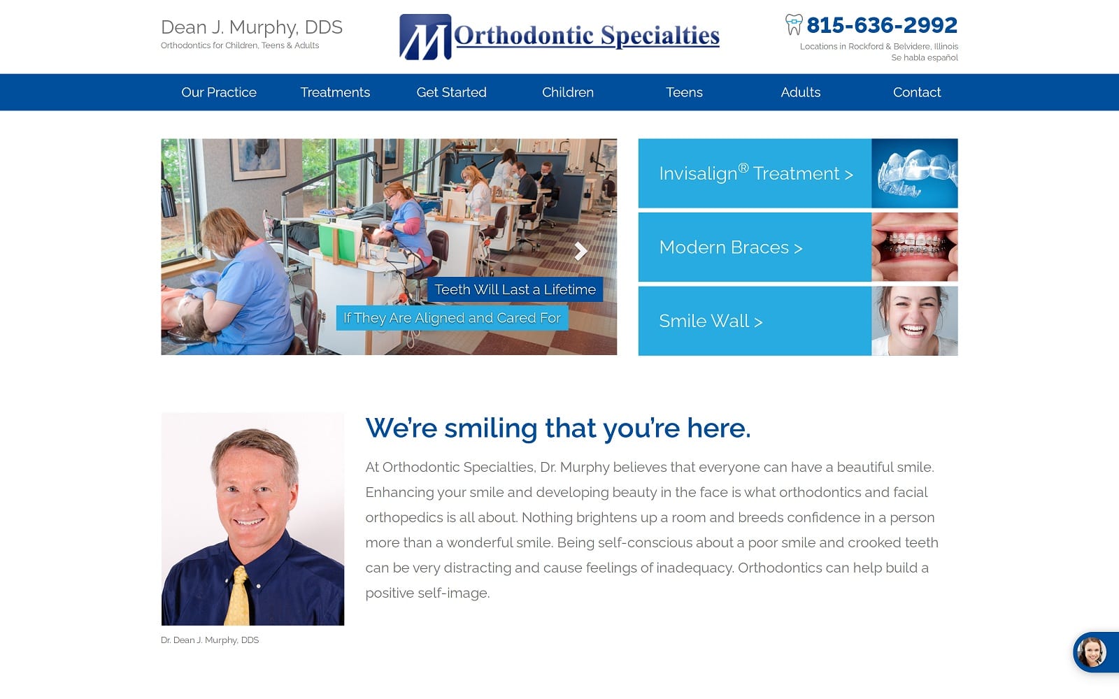 The Screenshot of Orthodontic Specialties orthodonticspecialties.com Dr. Dean Murphy Website