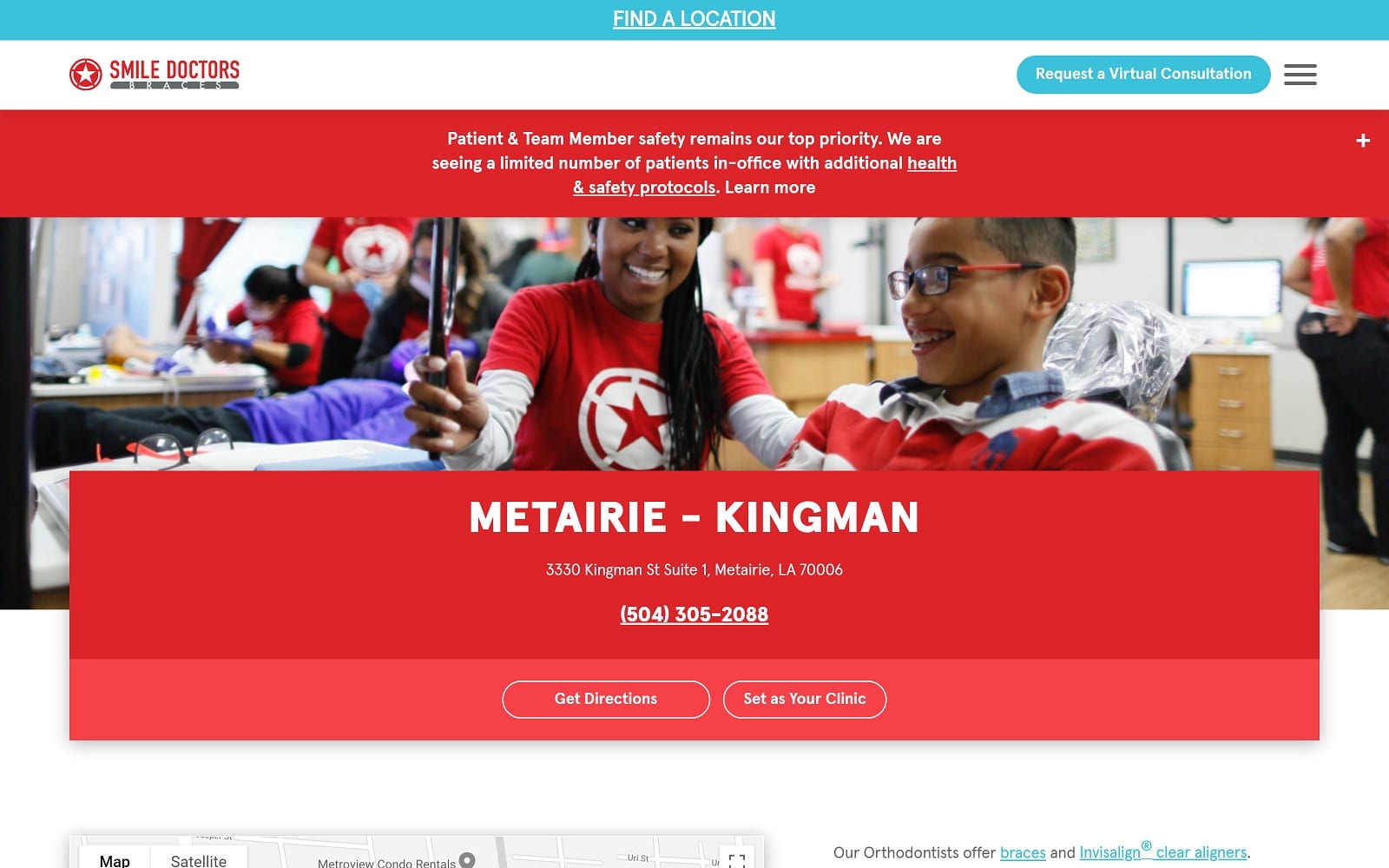 The Screenshot of Smile Doctors Braces by DN Orthodontics https://orthodontist.smiledoctors.com/LA/metairie/70006/3330-kingman-st Website

